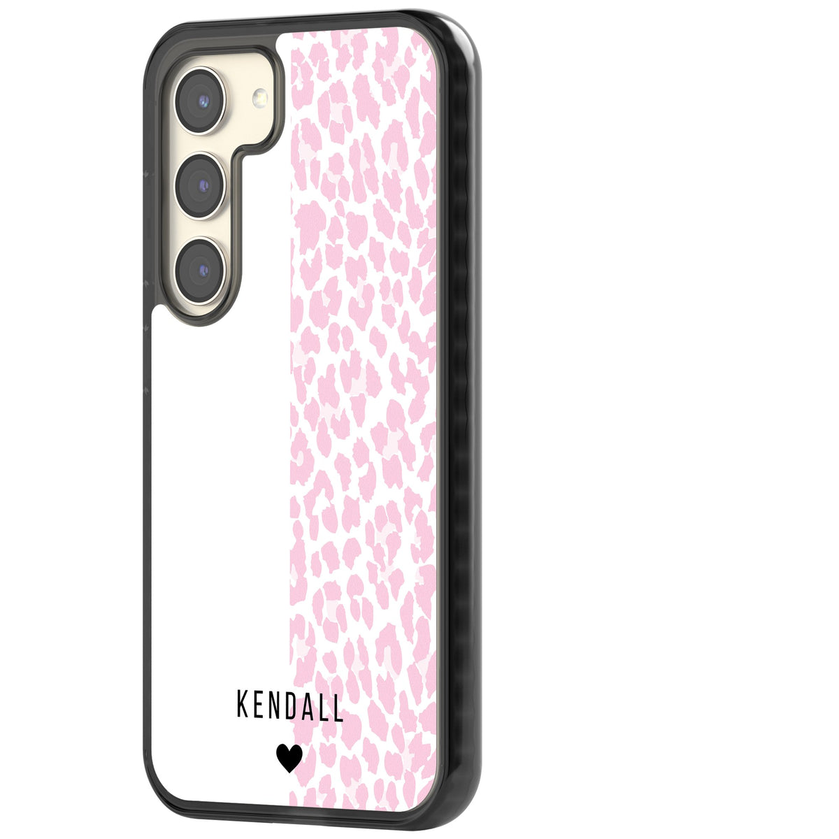 Personalised Pink Leopard Samsung S22 / Samsung S22 Plus / Samsung S23 / Samsung S23 Plus / Samsung S24 / Samsung S24 Plus Impact Black Phone Case side