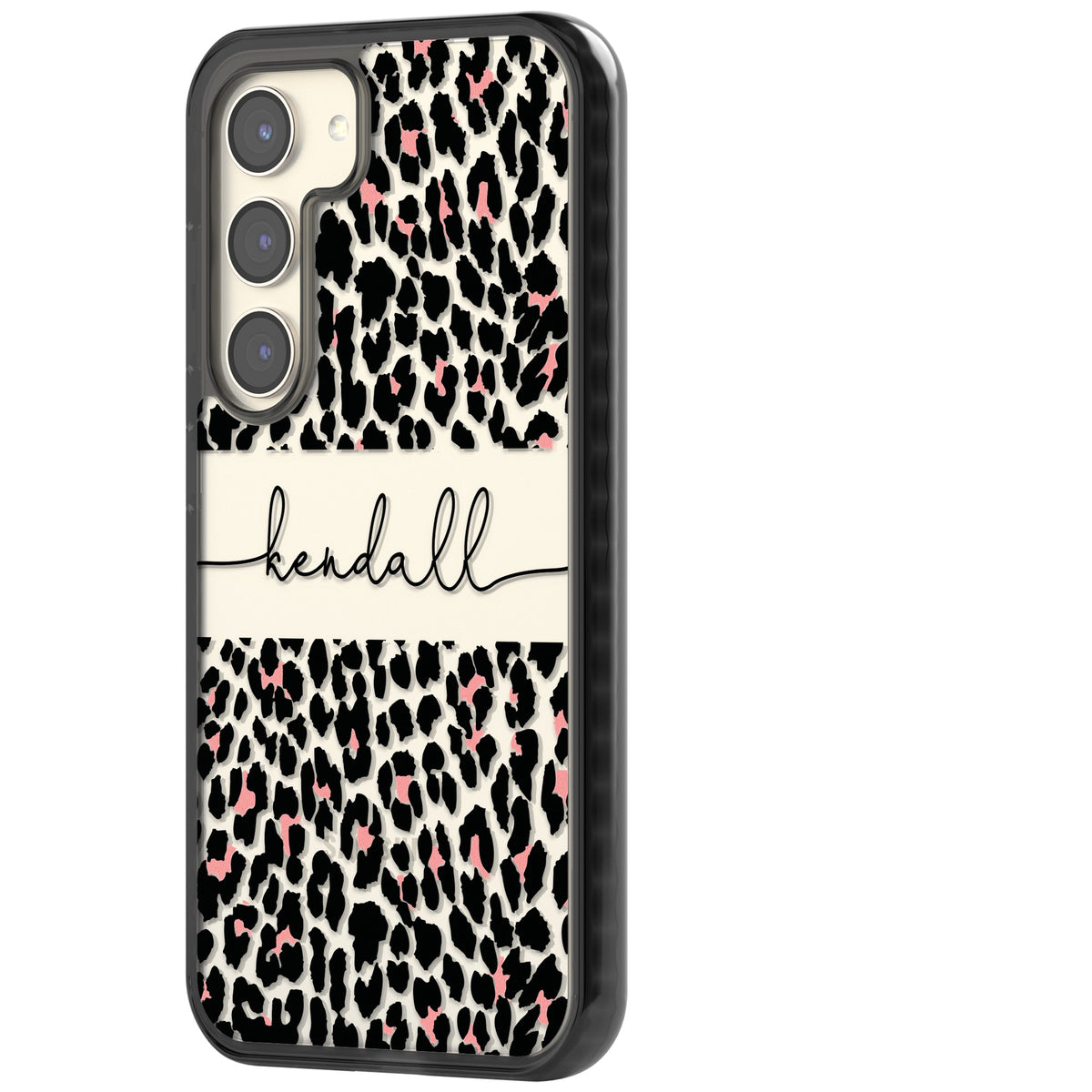 Personalised Tatty Leopard Samsung S22 / Samsung S22 Plus / Samsung S23 / Samsung S23 Plus / Samsung S24 / Samsung S24 Plus Impact Black Phone Case side