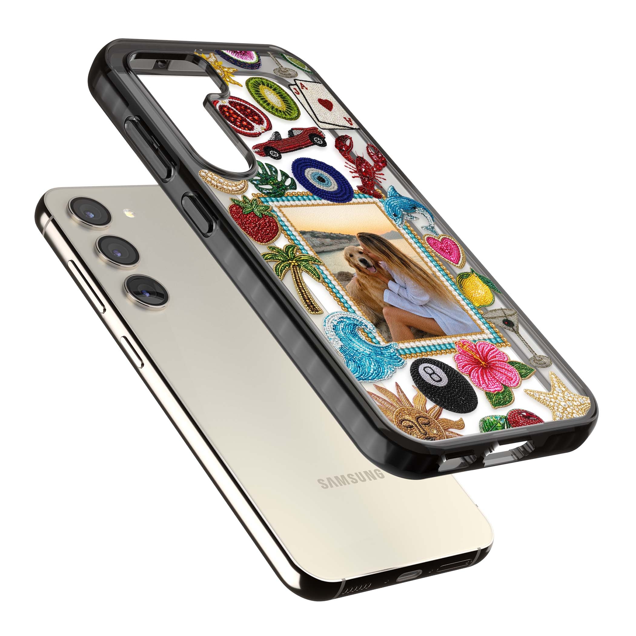 Beaded Photo coastal iPhone case | Black Impact case for Samsung Galaxy S24, Samsung Galaxy S23, Samsung Galaxy S22