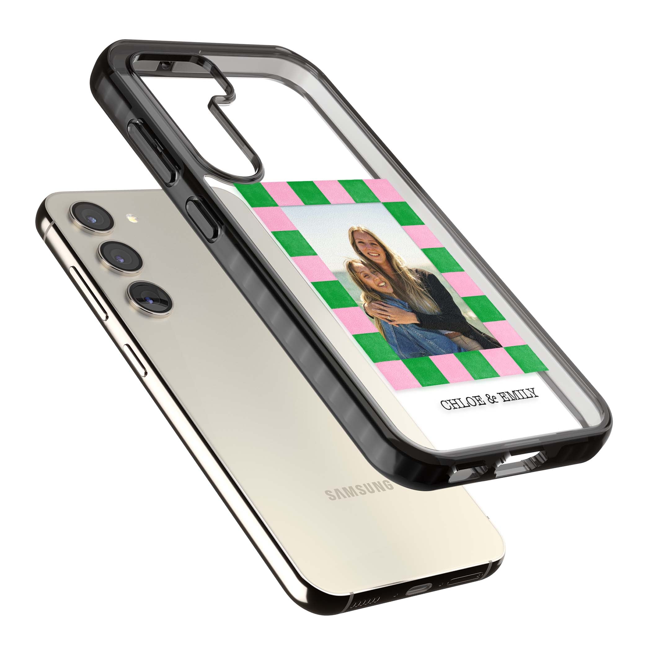 Riviera Check Photo cute iPhone case | Black Impact case for Samsung Galaxy S24, Samsung Galaxy S23, Samsung Galaxy S22