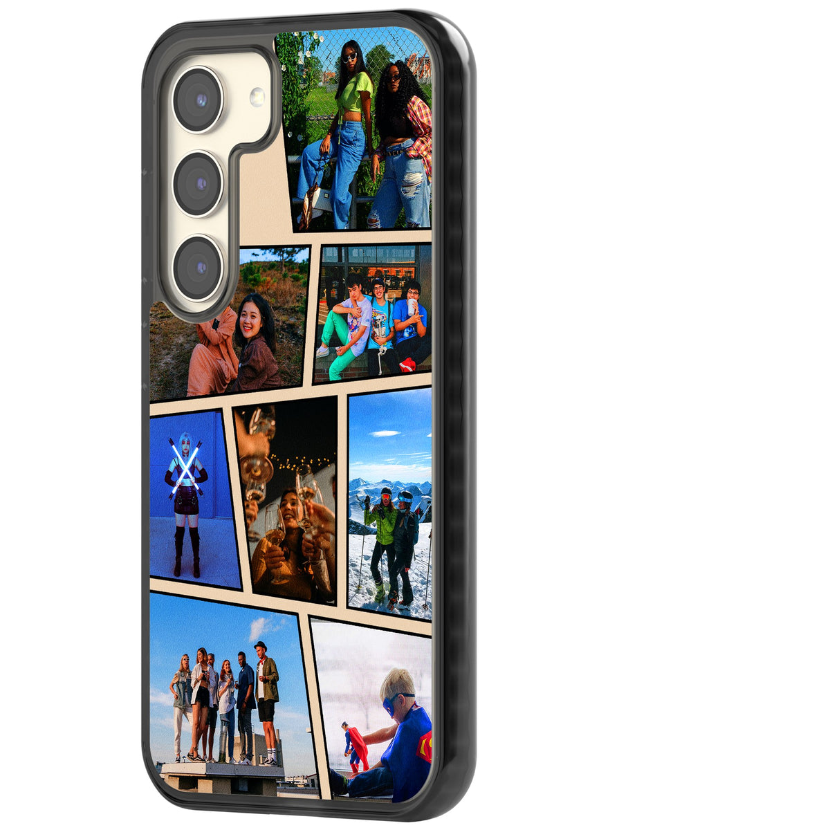 Personalised Comic Strip Photo Samsung S22 / Samsung S22 Plus / Samsung S23 / Samsung S23 Plus / Samsung S24 / Samsung S24 Plus Impact Black Phone Case side
