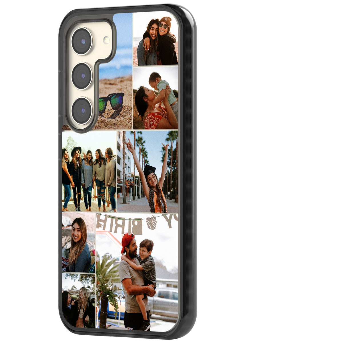 Personalised Photo Grid Samsung S22 / Samsung S22 Plus / Samsung S23 / Samsung S23 Plus / Samsung S24 / Samsung S24 Plus Impact Black Phone Case side