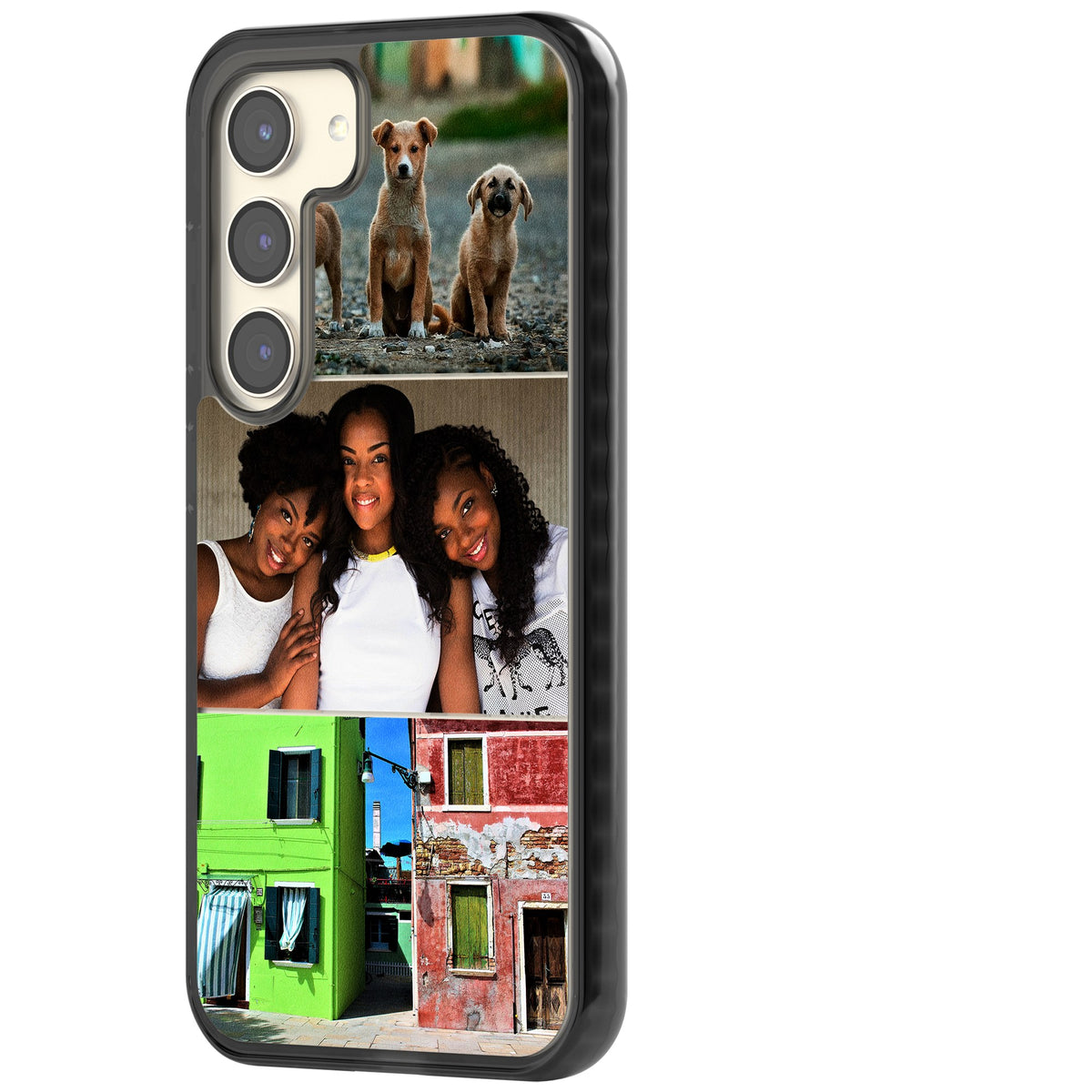Personalised 3 Photo Grid Samsung S22 / Samsung S22 Plus / Samsung S23 / Samsung S23 Plus / Samsung S24 / Samsung S24 Plus Impact Black Phone Case side