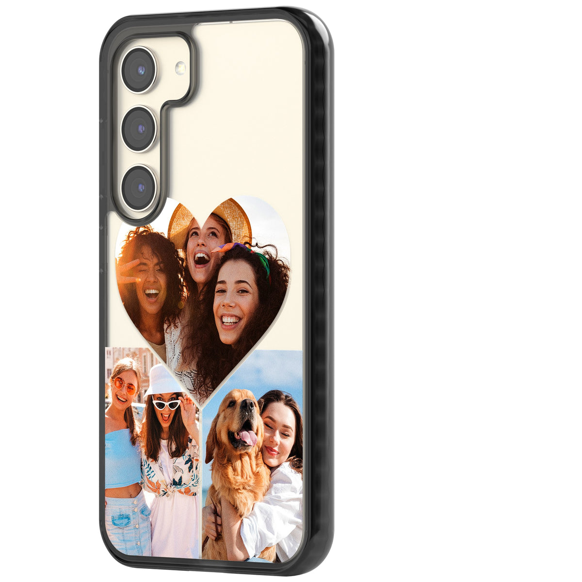 Personalised Heart Photo Samsung S22 / Samsung S22 Plus / Samsung S23 / Samsung S23 Plus / Samsung S24 / Samsung S24 Plus Impact Black Phone Case side