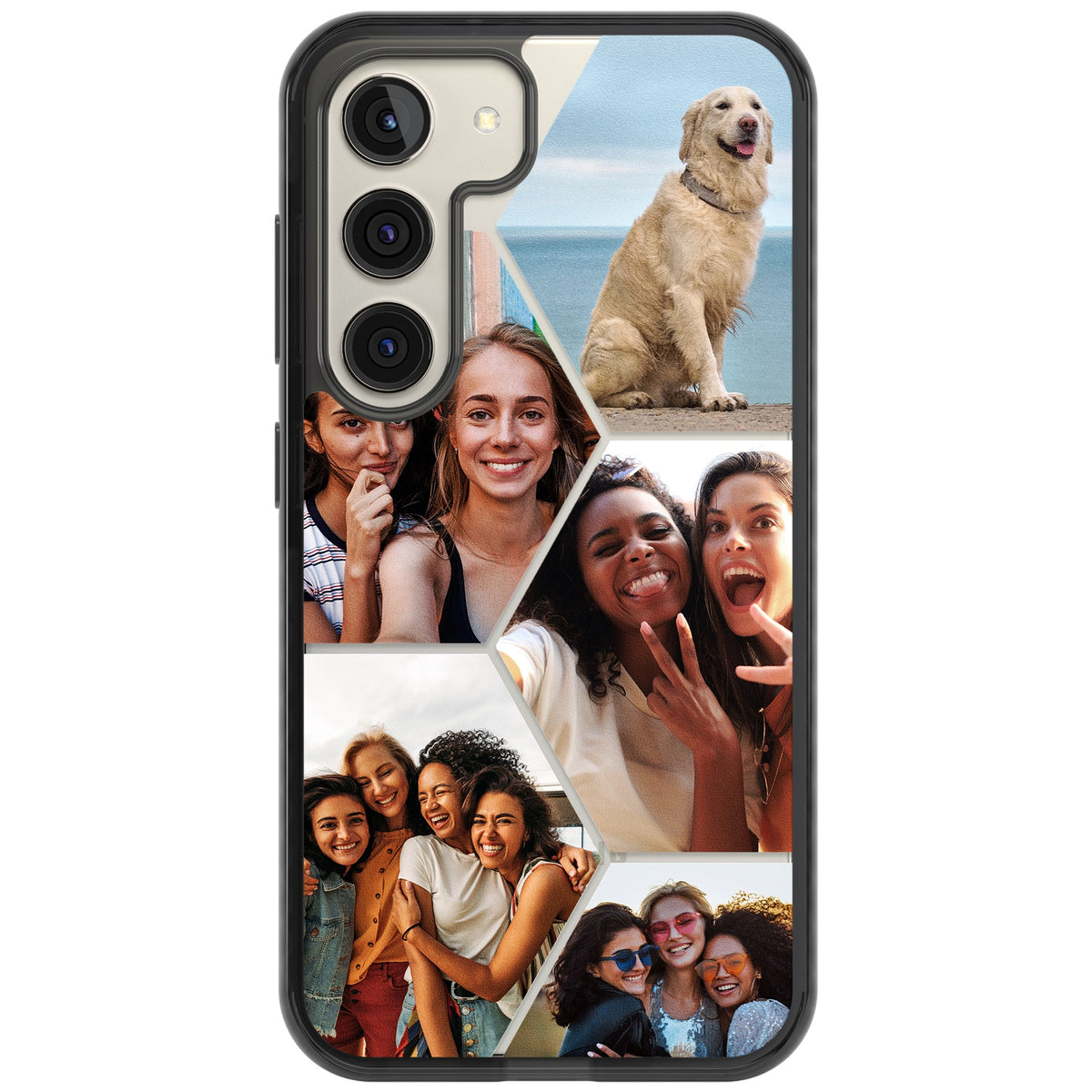Personalised Beehive Photo Grid Samsung S22 / Samsung S22 Plus / Samsung S23 / Samsung S23 Plus / Samsung S24 / Samsung S24 Plus Impact Black Phone Case front