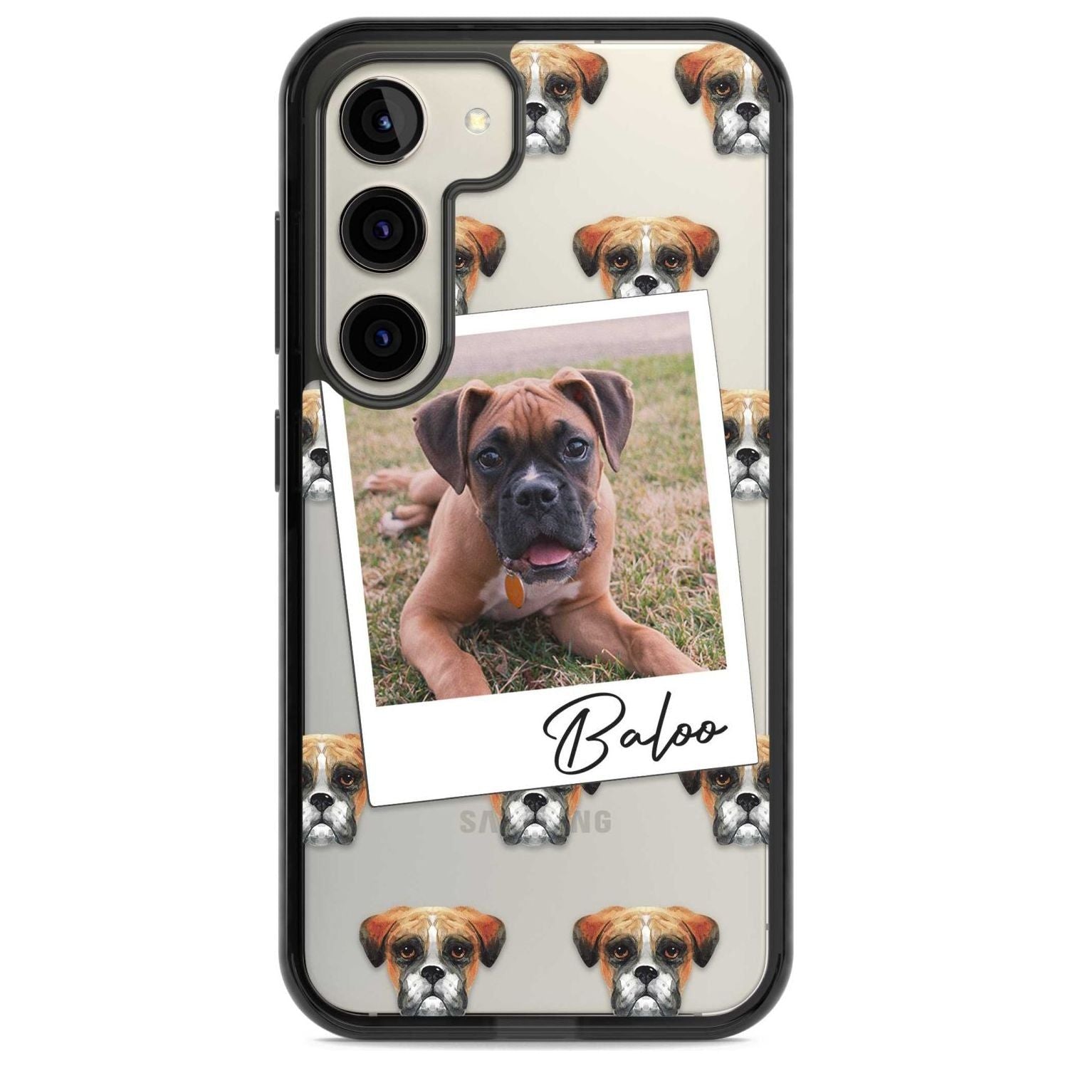 Personalised Boxer - Dog Photo Custom Phone Case Samsung S22 / Black Impact Case,Samsung S23 / Black Impact Case Blanc Space
