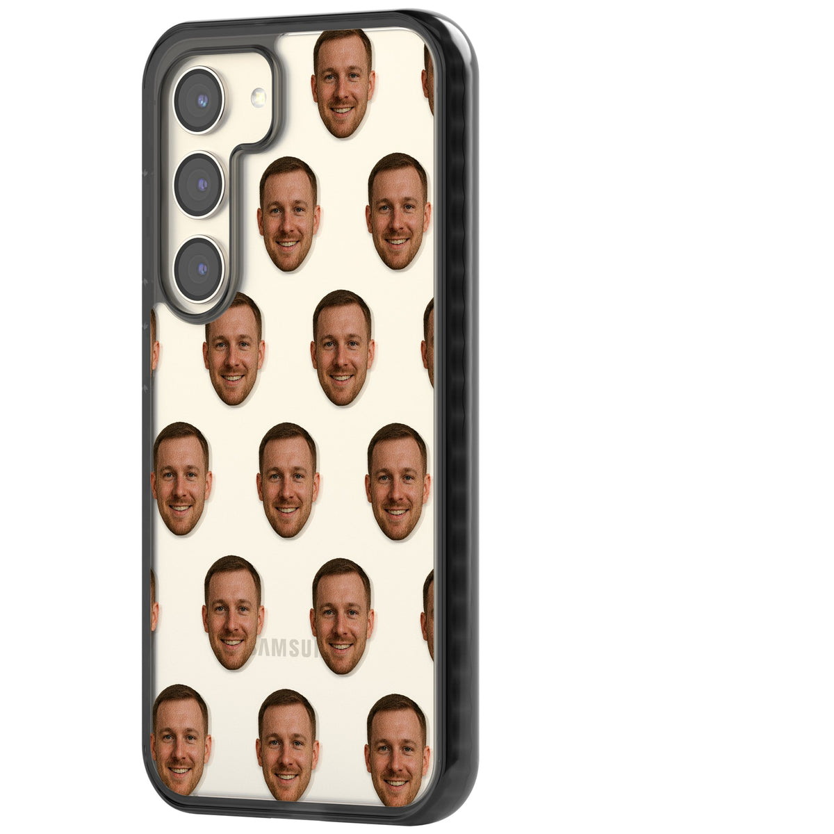 Face Pattern Samsung S22 / Samsung S22 Plus / Samsung S23 / Samsung S23 Plus / Samsung S24 / Samsung S24 Plus Impact Black Phone Case side