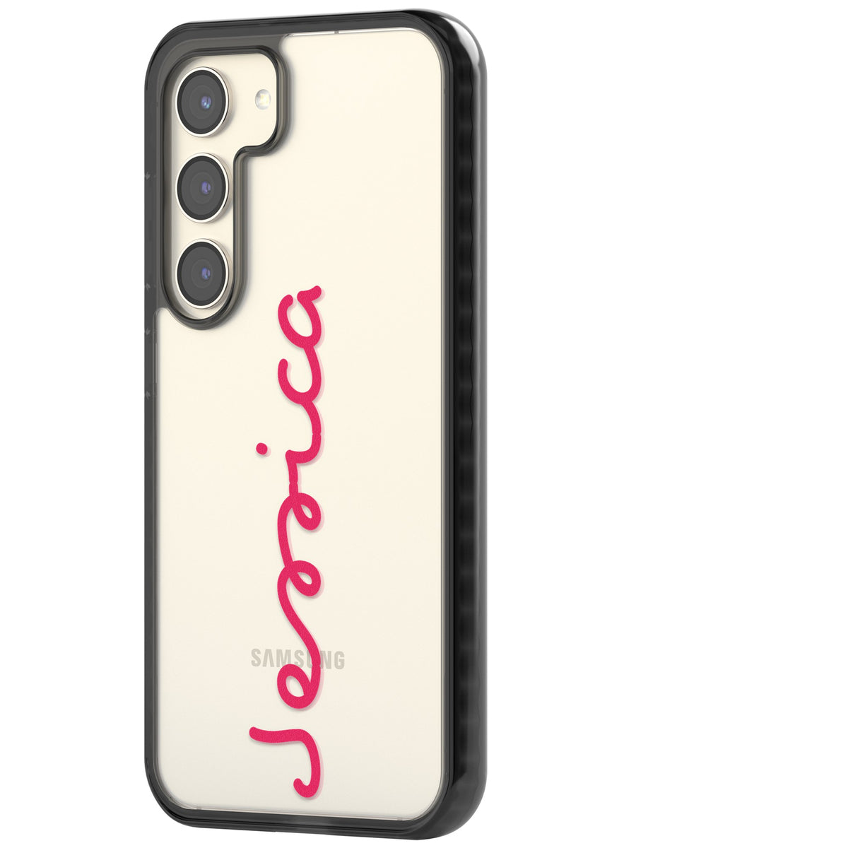 Personalised Summer Name Samsung S22 / Samsung S22 Plus / Samsung S23 / Samsung S23 Plus / Samsung S24 / Samsung S24 Plus Impact Black Phone Case side