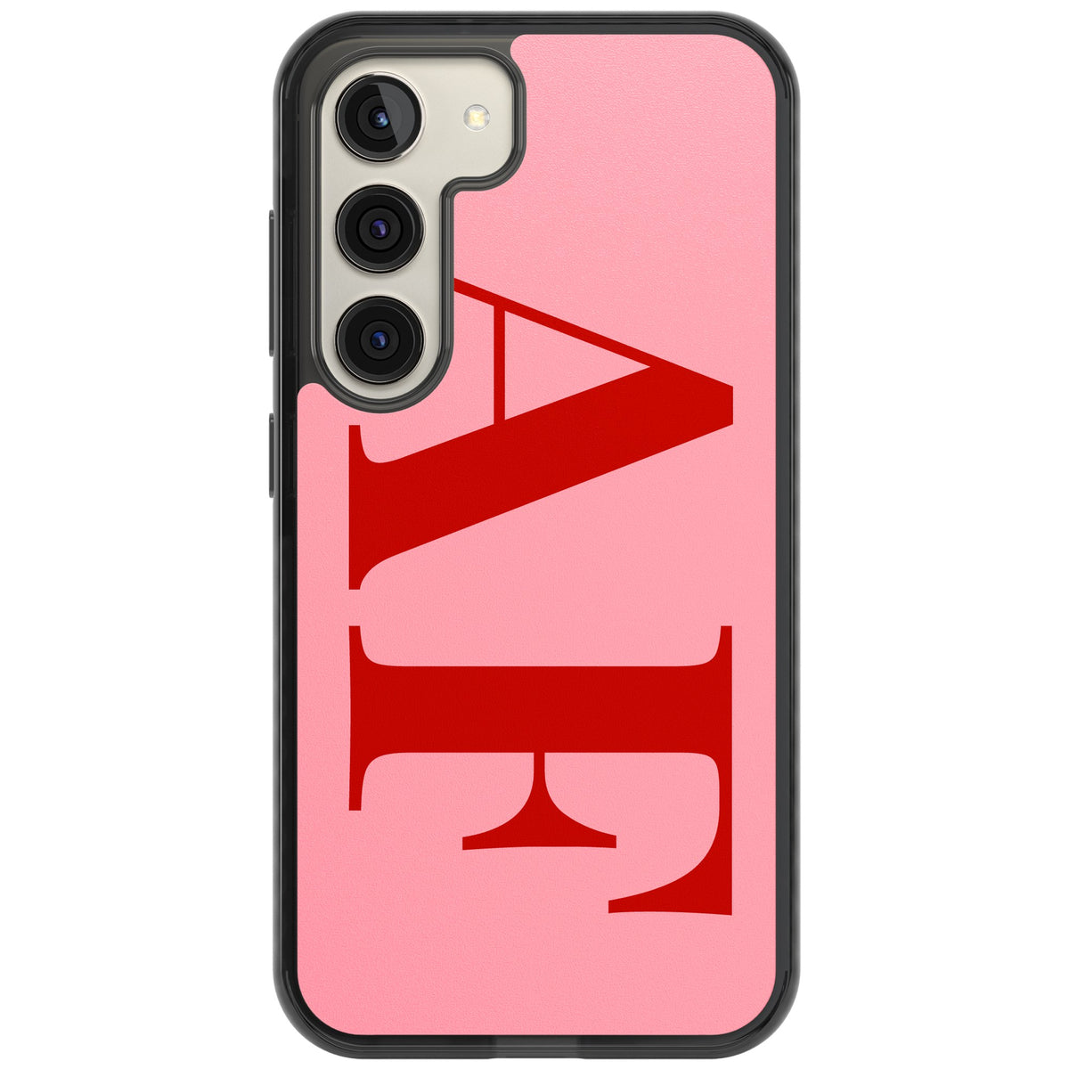 Personalised Red & Pink Letters Samsung S22 / Samsung S22 Plus / Samsung S23 / Samsung S23 Plus / Samsung S24 / Samsung S24 Plus Impact Black Phone Case front