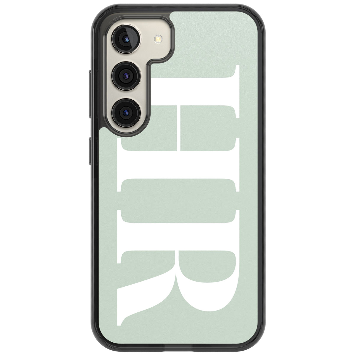 Personalised White & Seafoam Letters Samsung S22 / Samsung S22 Plus / Samsung S23 / Samsung S23 Plus / Samsung S24 / Samsung S24 Plus Impact Black Phone Case front
