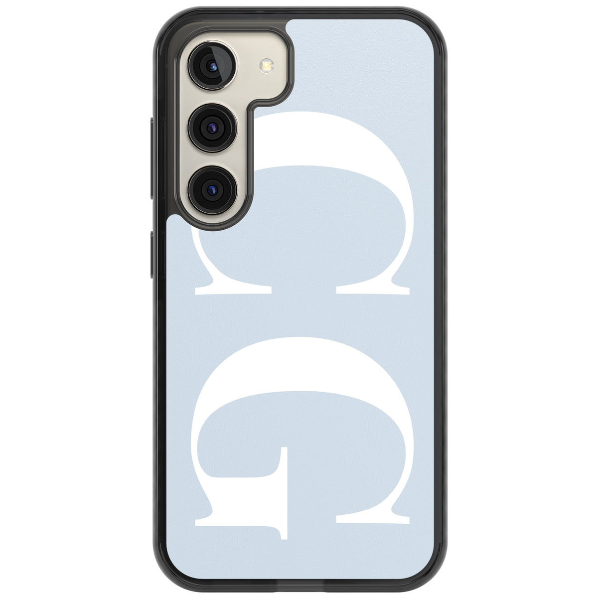 Personalised White & Blue Letters Samsung S22 / Samsung S22 Plus / Samsung S23 / Samsung S23 Plus / Samsung S24 / Samsung S24 Plus Impact Black Phone Case front