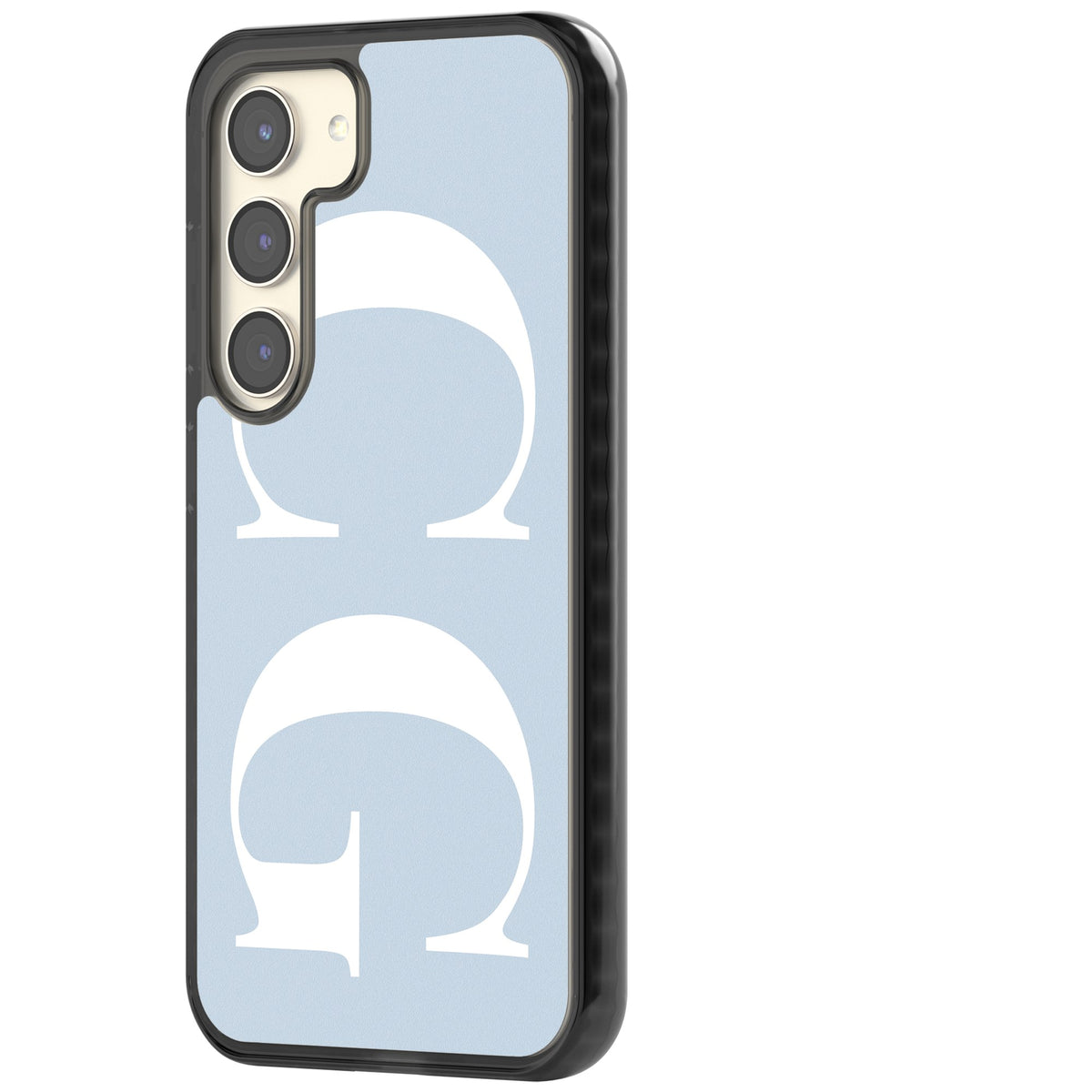 Personalised White & Blue Letters Samsung S22 / Samsung S22 Plus / Samsung S23 / Samsung S23 Plus / Samsung S24 / Samsung S24 Plus Impact Black Phone Case side