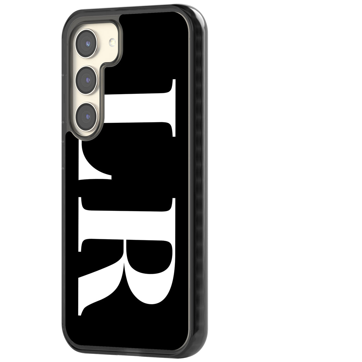 Personalised White & Black Letters Samsung S22 / Samsung S22 Plus / Samsung S23 / Samsung S23 Plus / Samsung S24 / Samsung S24 Plus Impact Black Phone Case side