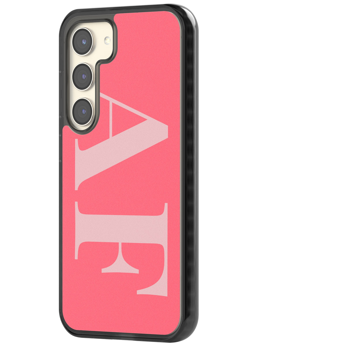 Personalised Light & Dark Pink Letters Samsung S22 / Samsung S22 Plus / Samsung S23 / Samsung S23 Plus / Samsung S24 / Samsung S24 Plus Impact Black Phone Case side