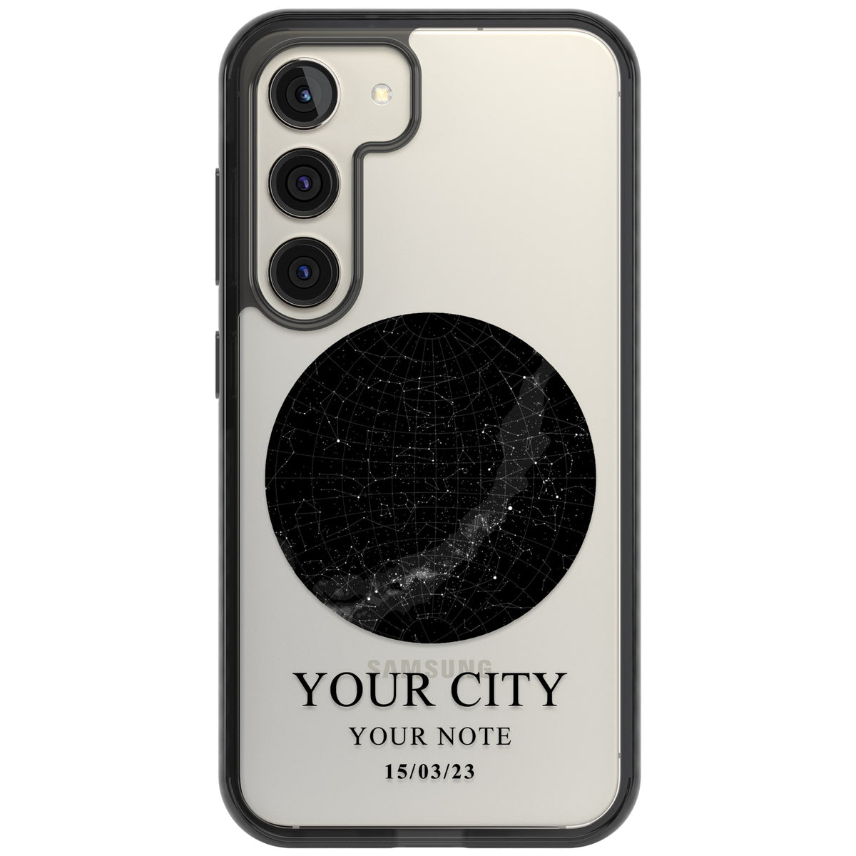 Personalised Star Map Samsung S22 / Samsung S22 Plus / Samsung S23 / Samsung S23 Plus / Samsung S24 / Samsung S24 Plus Impact Black Phone Case front