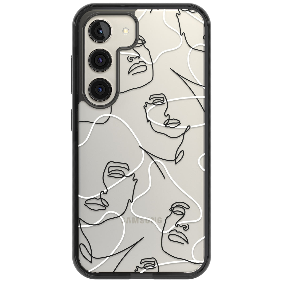 Abstract Faces Samsung S22 / Samsung S22 Plus / Samsung S23 / Samsung S23 Plus / Samsung S24 / Samsung S24 Plus Impact Black Phone Case front