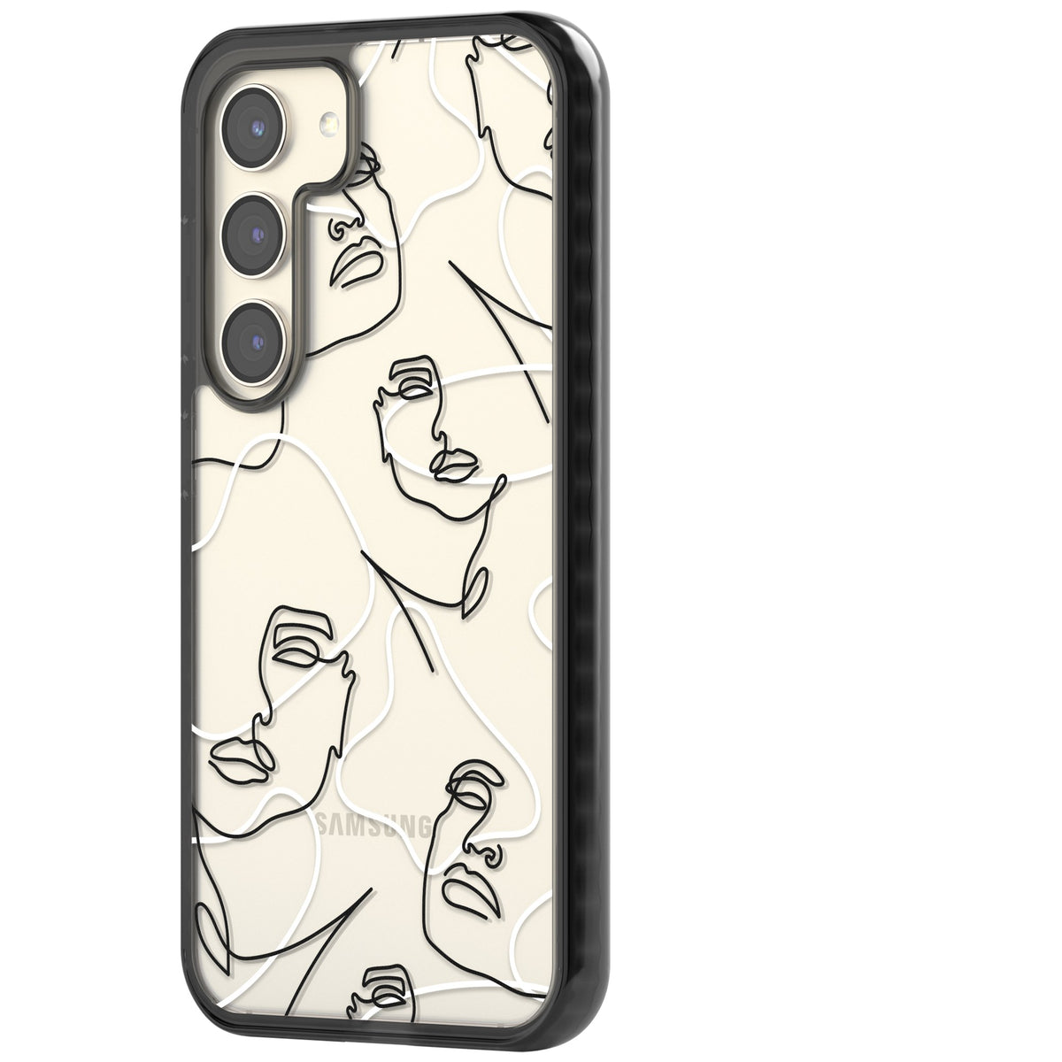 Abstract Faces Samsung S22 / Samsung S22 Plus / Samsung S23 / Samsung S23 Plus / Samsung S24 / Samsung S24 Plus Impact Black Phone Case side