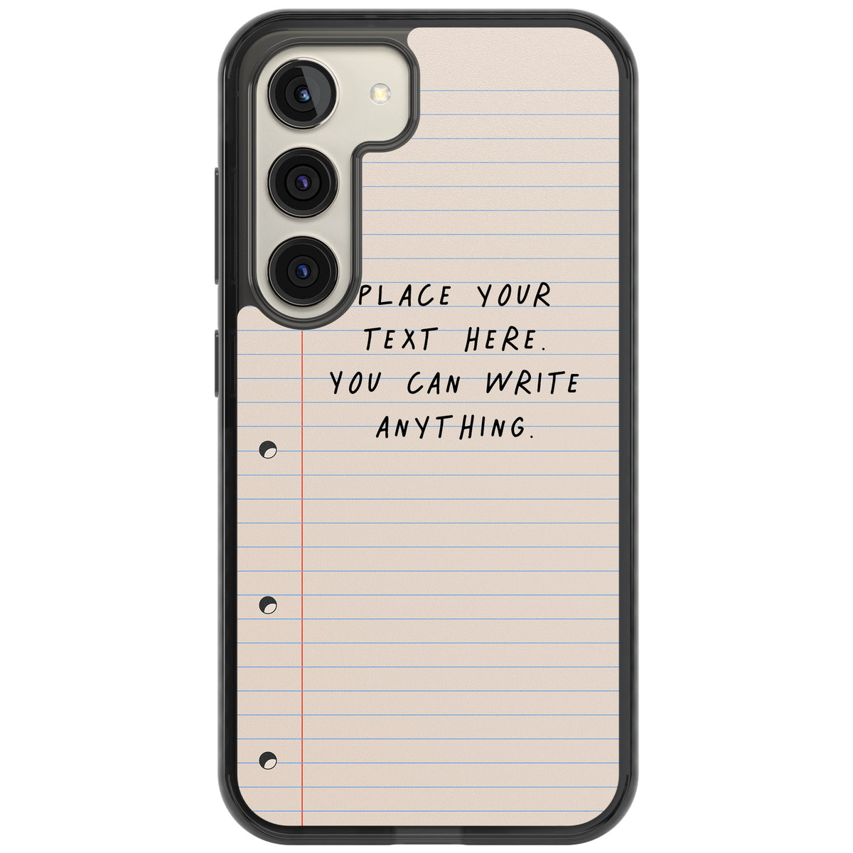 Personalised Lined Paper Samsung S22 / Samsung S22 Plus / Samsung S23 / Samsung S23 Plus / Samsung S24 / Samsung S24 Plus Impact Black Phone Case front