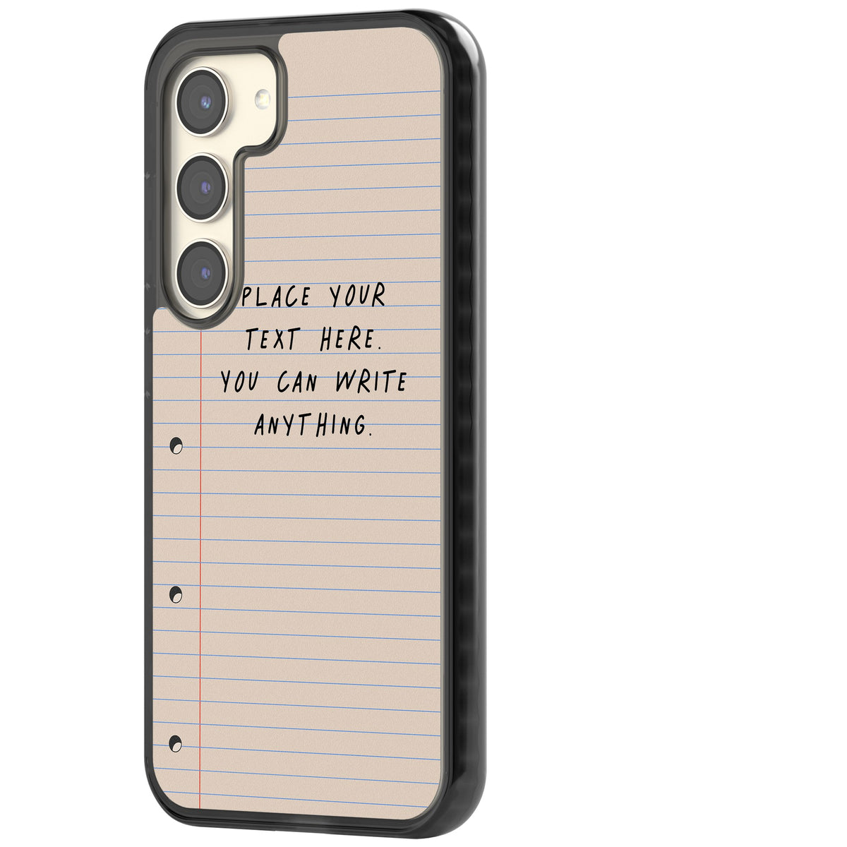Personalised Lined Paper Samsung S22 / Samsung S22 Plus / Samsung S23 / Samsung S23 Plus / Samsung S24 / Samsung S24 Plus Impact Black Phone Case side