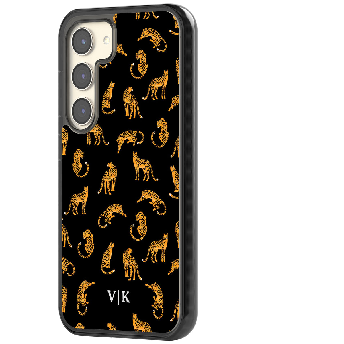 Personalised Safari Cheetahs Samsung S22 / Samsung S22 Plus / Samsung S23 / Samsung S23 Plus / Samsung S24 / Samsung S24 Plus Impact Black Phone Case side