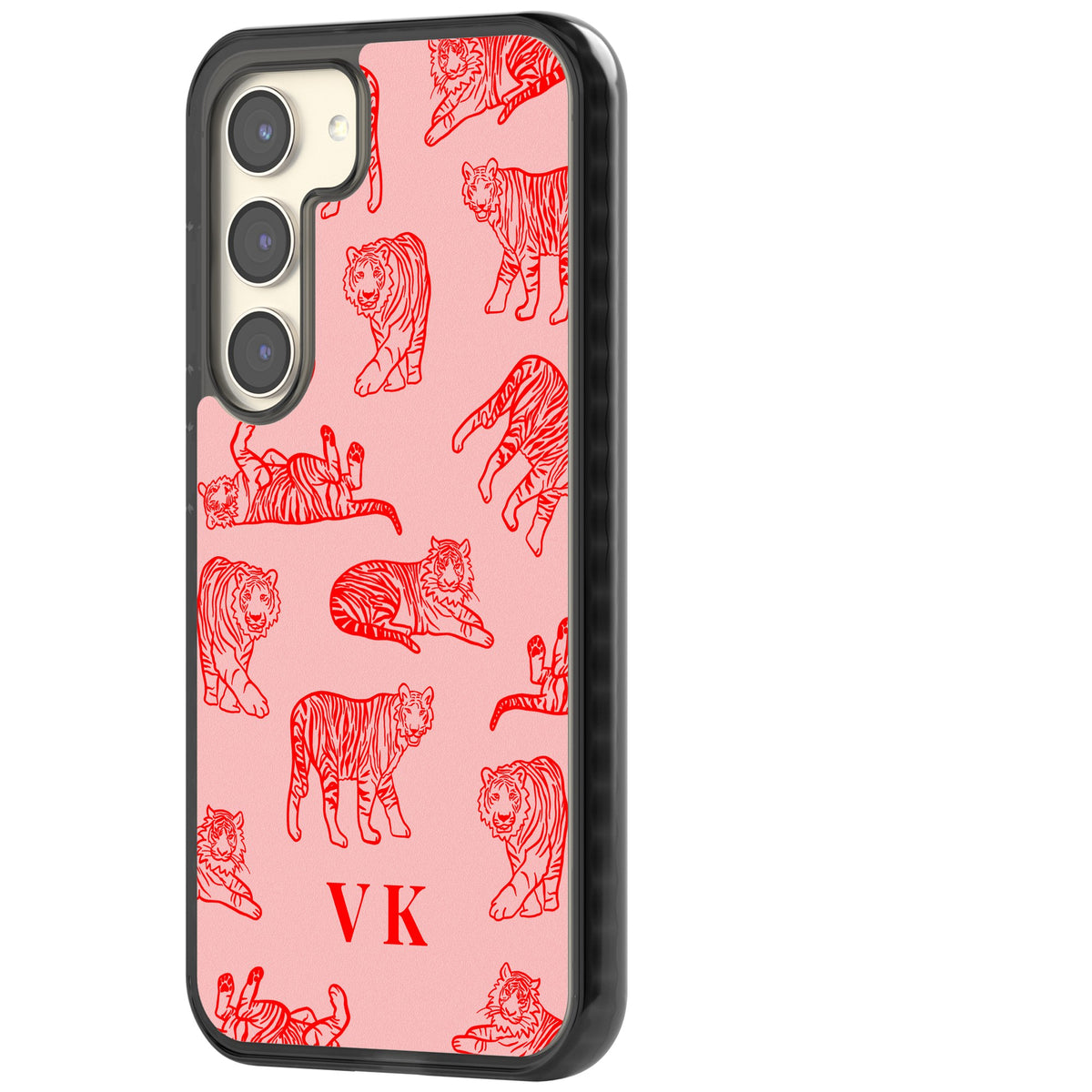 Personalised Scarlet Tiger Samsung S22 / Samsung S22 Plus / Samsung S23 / Samsung S23 Plus / Samsung S24 / Samsung S24 Plus Impact Black Phone Case side