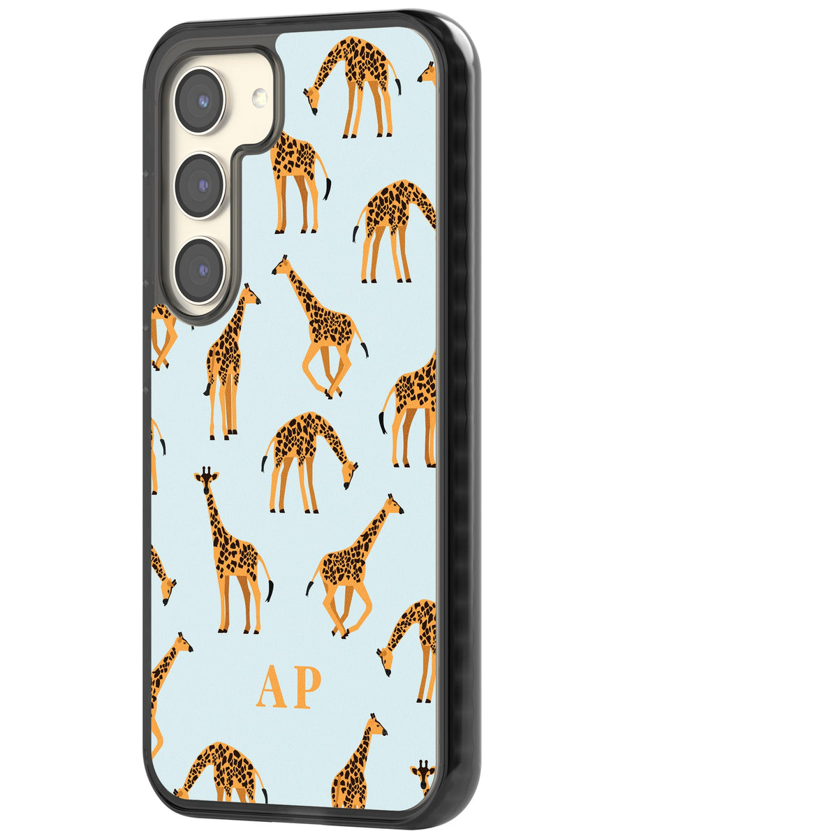 Personalised Safari Giraffe Samsung S22 / Samsung S22 Plus / Samsung S23 / Samsung S23 Plus / Samsung S24 / Samsung S24 Plus Impact Black Phone Case side