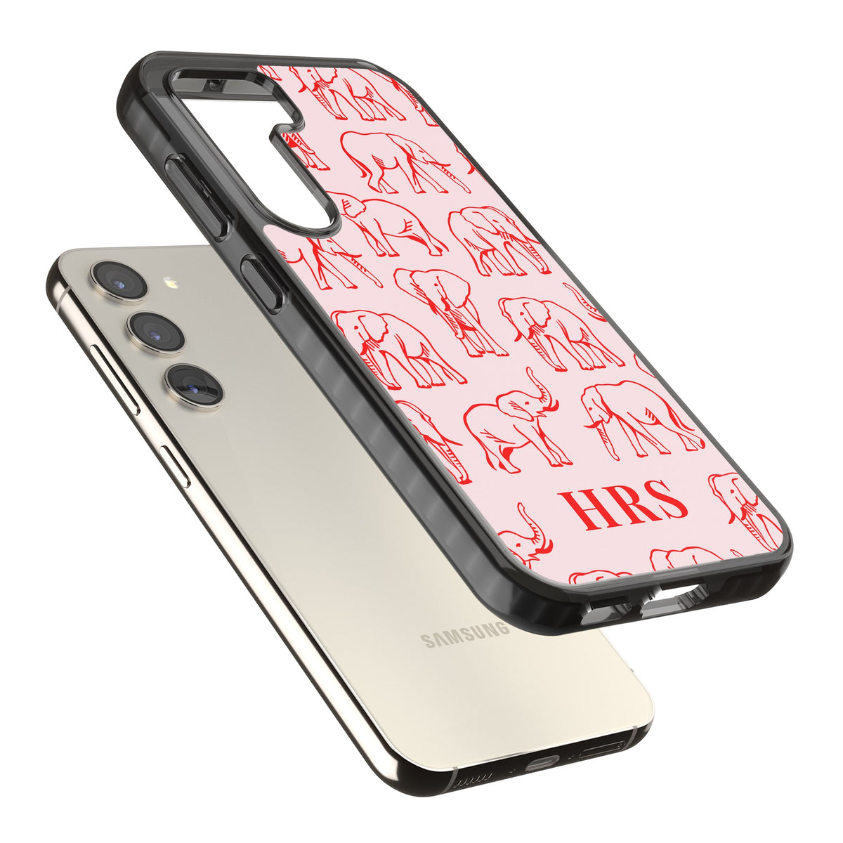Scarlett Elephants Samsung S22 / Samsung S22 Plus / Samsung S23 / Samsung S23 Plus / Samsung S24 / Samsung S24 Plus Impact Black Phone Case angled
