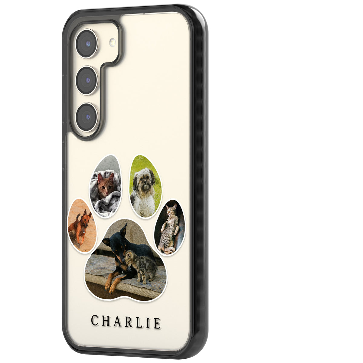 Personalised Paw Print Photos Samsung S22 / Samsung S22 Plus / Samsung S23 / Samsung S23 Plus / Samsung S24 / Samsung S24 Plus Impact Black Phone Case side