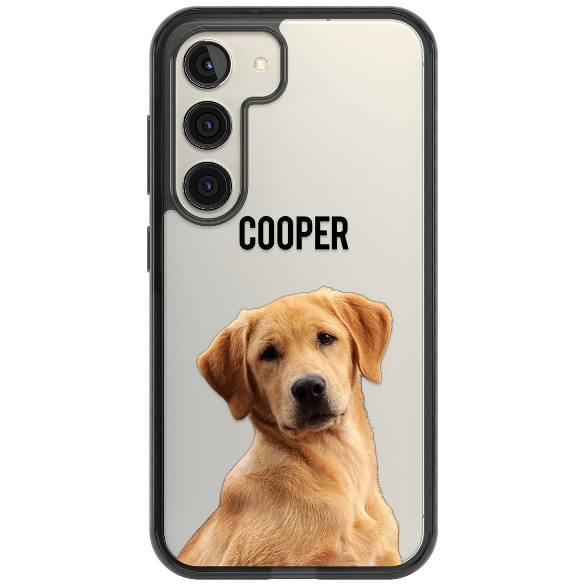 Personalised Pet Cutout & Name Samsung S22 / Samsung S22 Plus / Samsung S23 / Samsung S23 Plus / Samsung S24 / Samsung S24 Plus Impact Black Phone Case front
