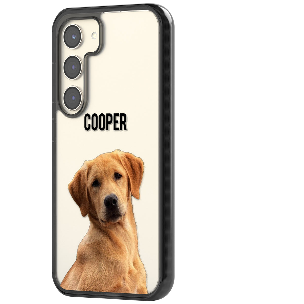Personalised Pet Cutout & Name Samsung S22 / Samsung S22 Plus / Samsung S23 / Samsung S23 Plus / Samsung S24 / Samsung S24 Plus Impact Black Phone Case side