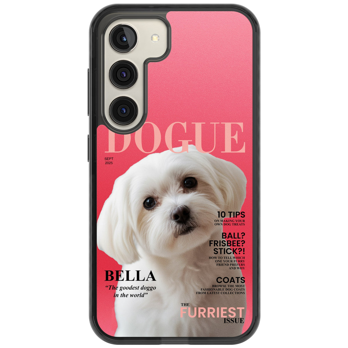 Personalised Dogue Magazine Samsung S22 / Samsung S22 Plus / Samsung S23 / Samsung S23 Plus / Samsung S24 / Samsung S24 Plus Impact Black Phone Case front