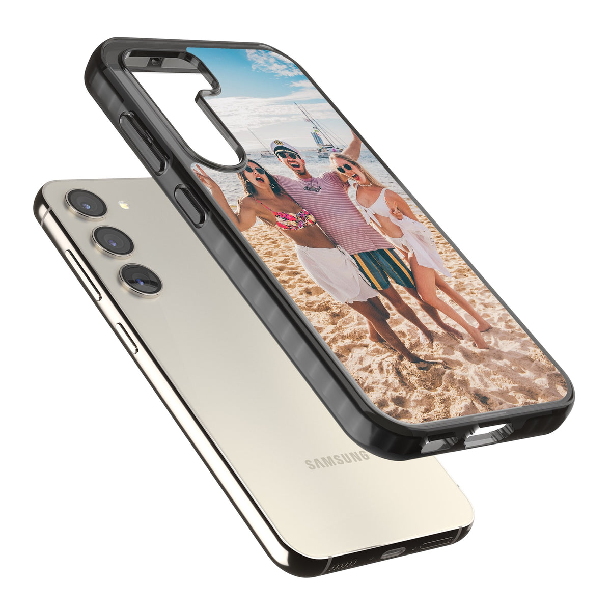 Personalised Photo Samsung S22 / Samsung S22 Plus / Samsung S23 / Samsung S23 Plus / Samsung S24 / Samsung S24 Plus Impact Black Phone Case angled