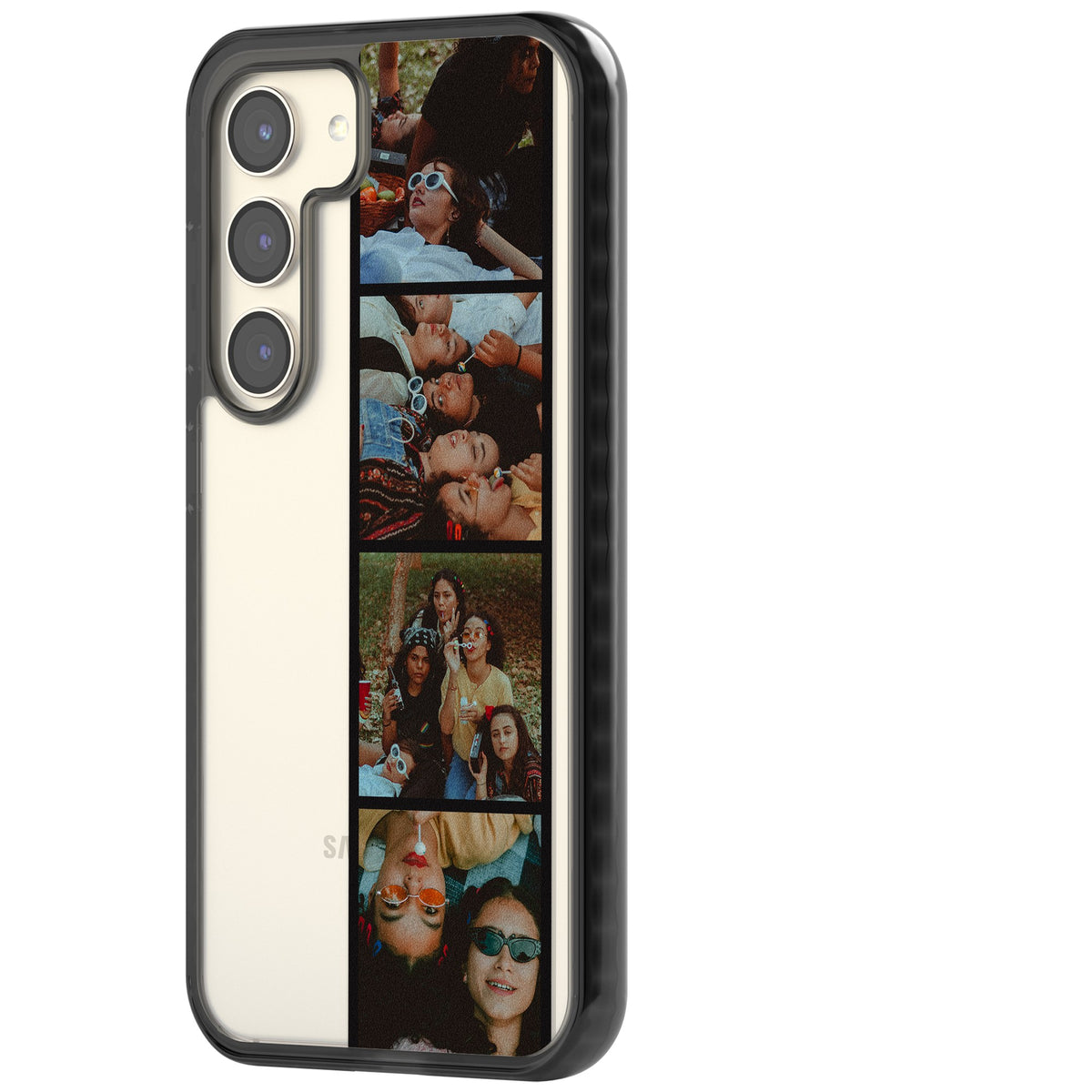 Personalised Photo Strip Samsung S22 / Samsung S22 Plus / Samsung S23 / Samsung S23 Plus / Samsung S24 / Samsung S24 Plus Impact Black Phone Case side