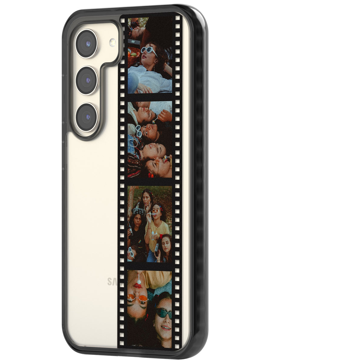 Personalised Photo Film Strip Samsung S22 / Samsung S22 Plus / Samsung S23 / Samsung S23 Plus / Samsung S24 / Samsung S24 Plus Impact Black Phone Case side