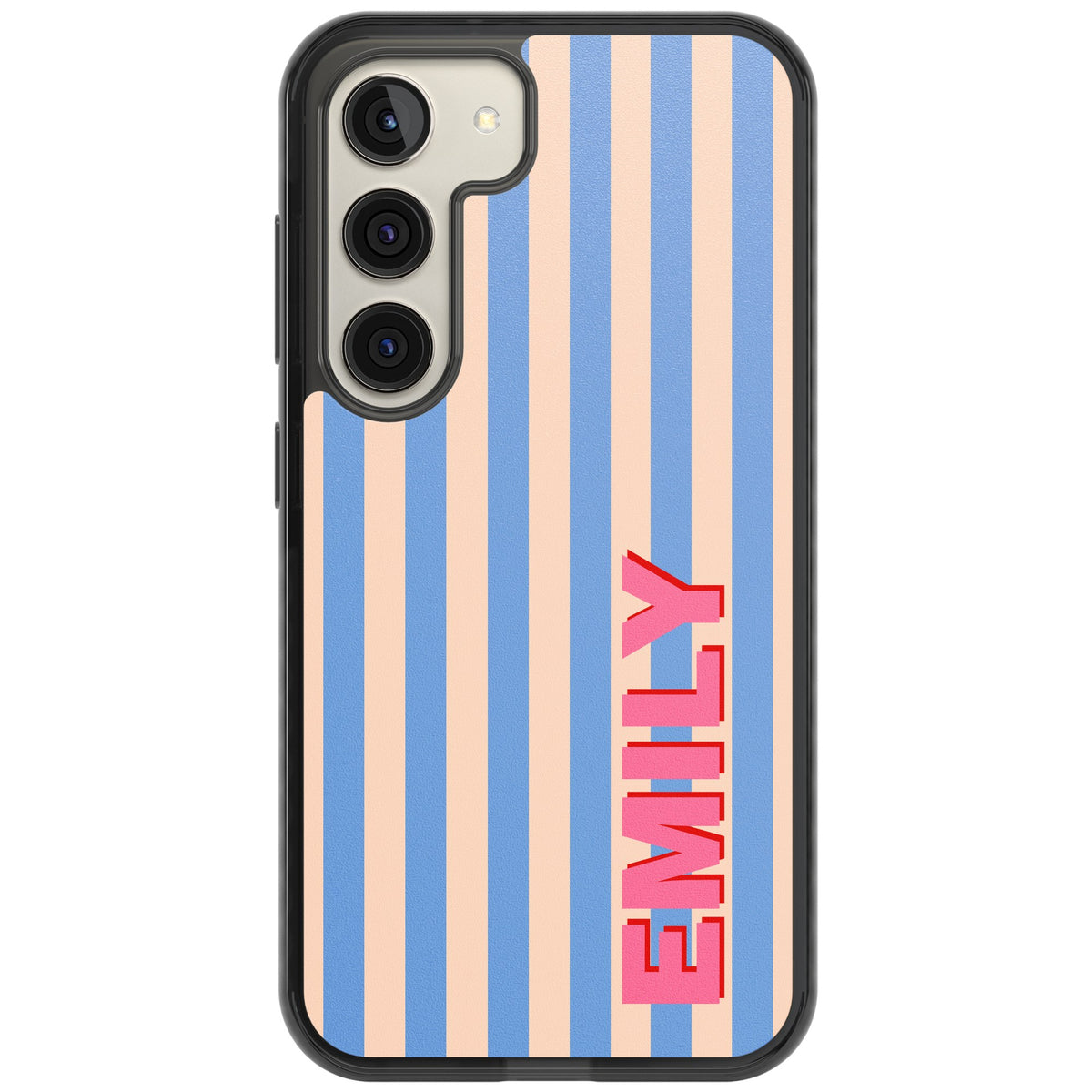 Personalised Coastal Stripe Samsung S22 / Samsung S22 Plus / Samsung S23 / Samsung S23 Plus / Samsung S24 / Samsung S24 Plus Impact Black Phone Case front
