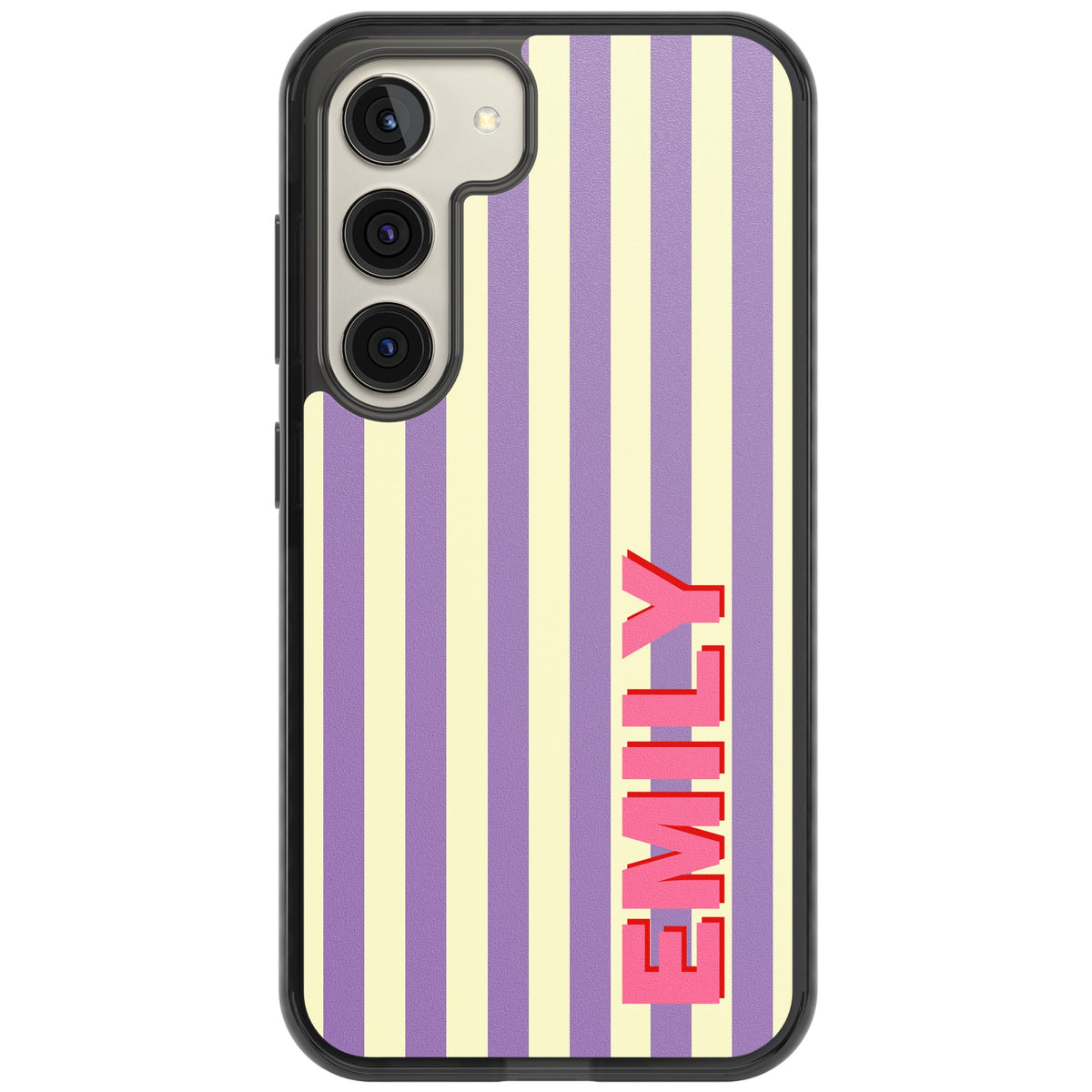 Personalised Valensole Stripe Samsung S22 / Samsung S22 Plus / Samsung S23 / Samsung S23 Plus / Samsung S24 / Samsung S24 Plus Impact Black Phone Case front