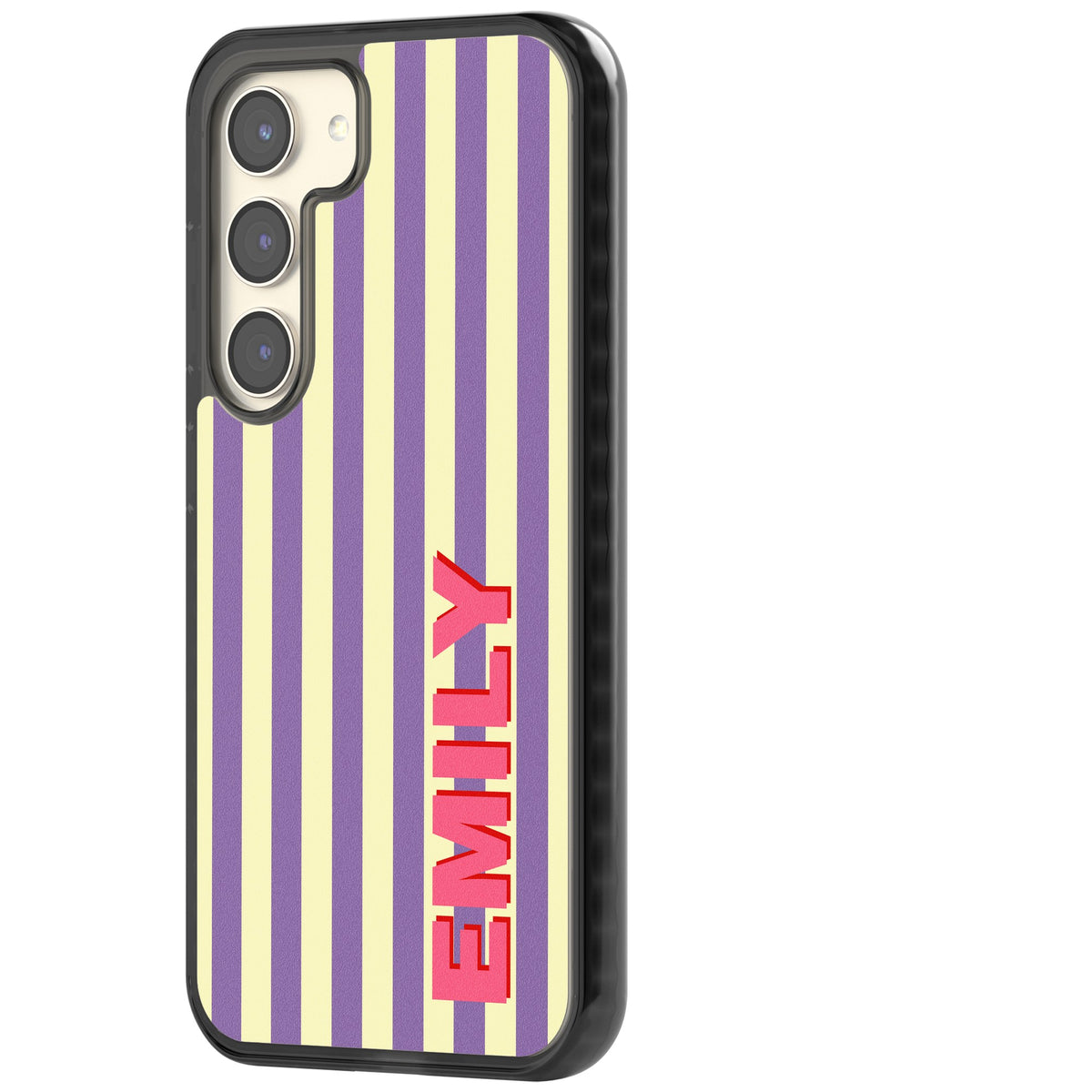 Personalised Valensole Stripe Samsung S22 / Samsung S22 Plus / Samsung S23 / Samsung S23 Plus / Samsung S24 / Samsung S24 Plus Impact Black Phone Case side