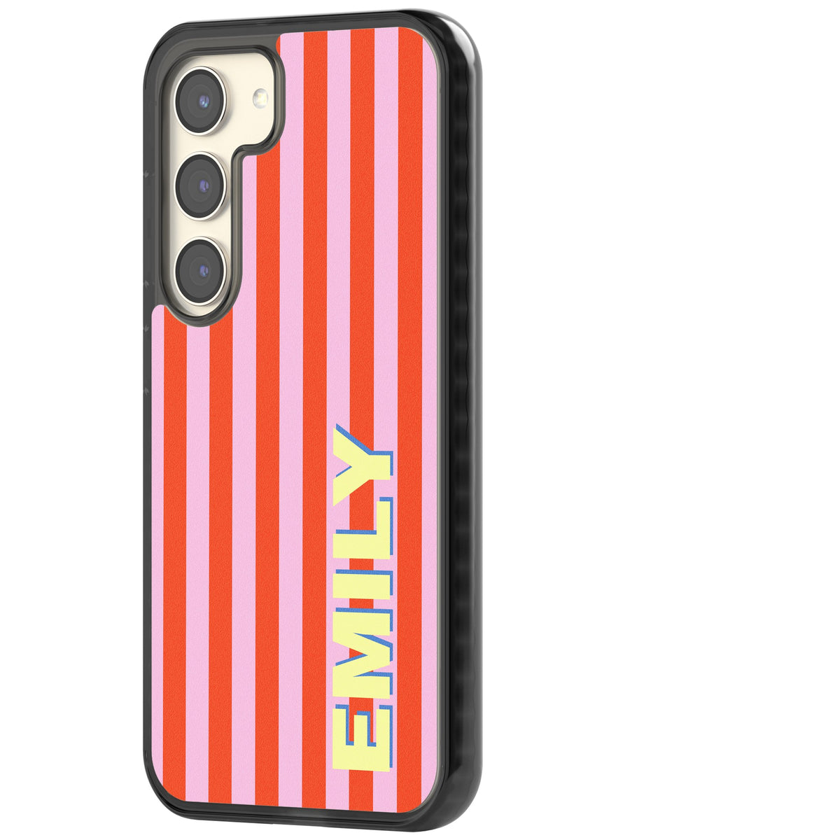 Personalised Havana Stripe Samsung S22 / Samsung S22 Plus / Samsung S23 / Samsung S23 Plus / Samsung S24 / Samsung S24 Plus Impact Black Phone Case side