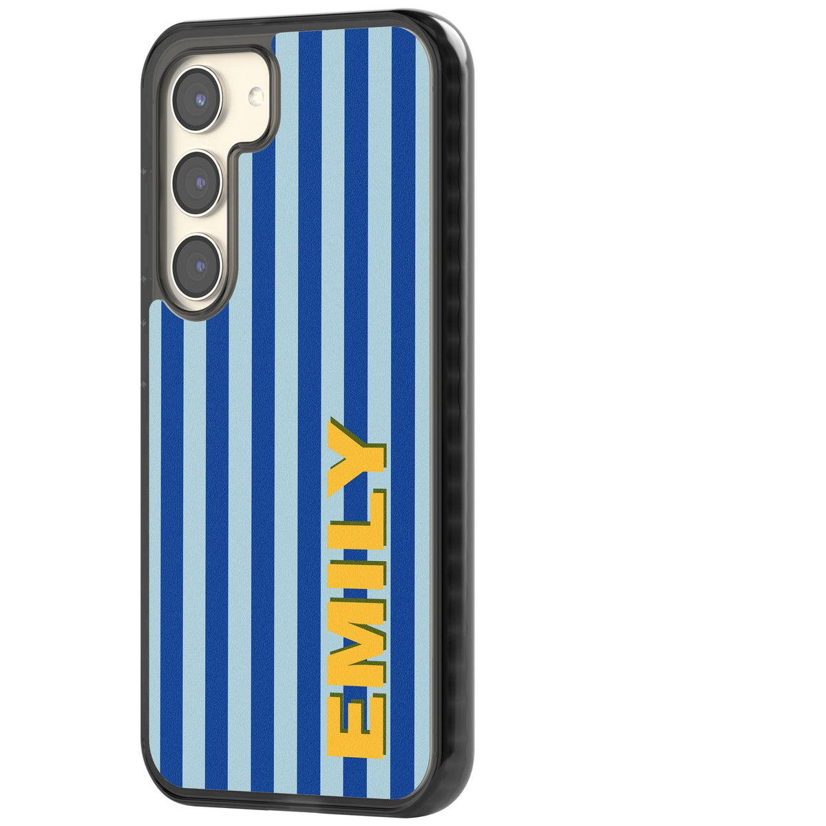 Personalised Athenian Stripe Samsung S22 / Samsung S22 Plus / Samsung S23 / Samsung S23 Plus / Samsung S24 / Samsung S24 Plus Impact Black Phone Case side