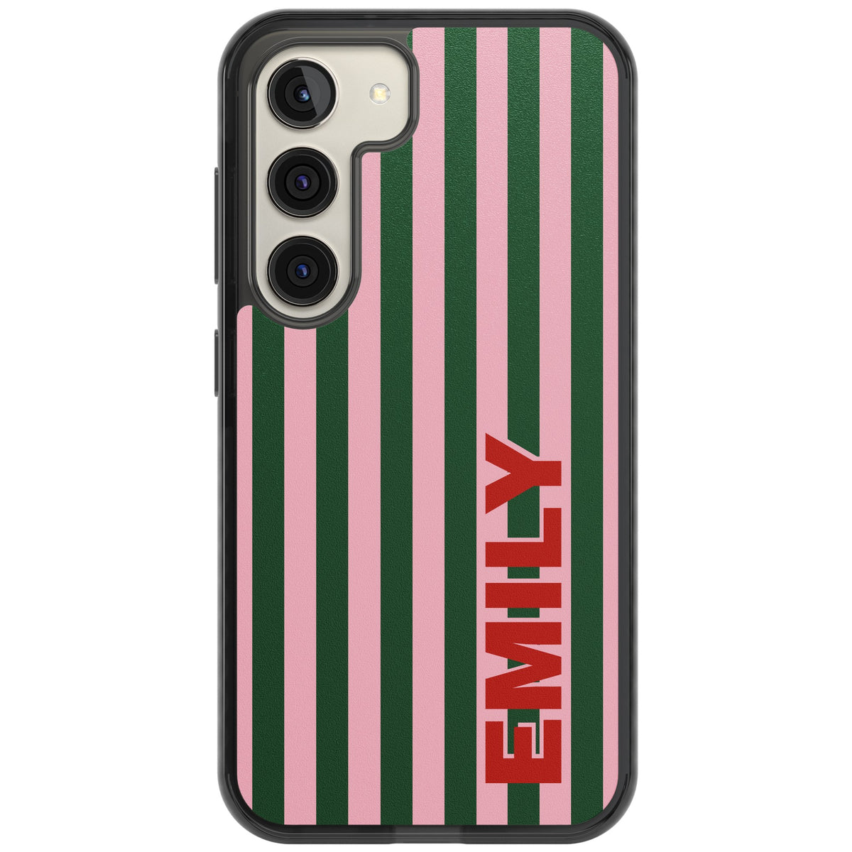 Personalised Italian Stripe Samsung S22 / Samsung S22 Plus / Samsung S23 / Samsung S23 Plus / Samsung S24 / Samsung S24 Plus Impact Black Phone Case front