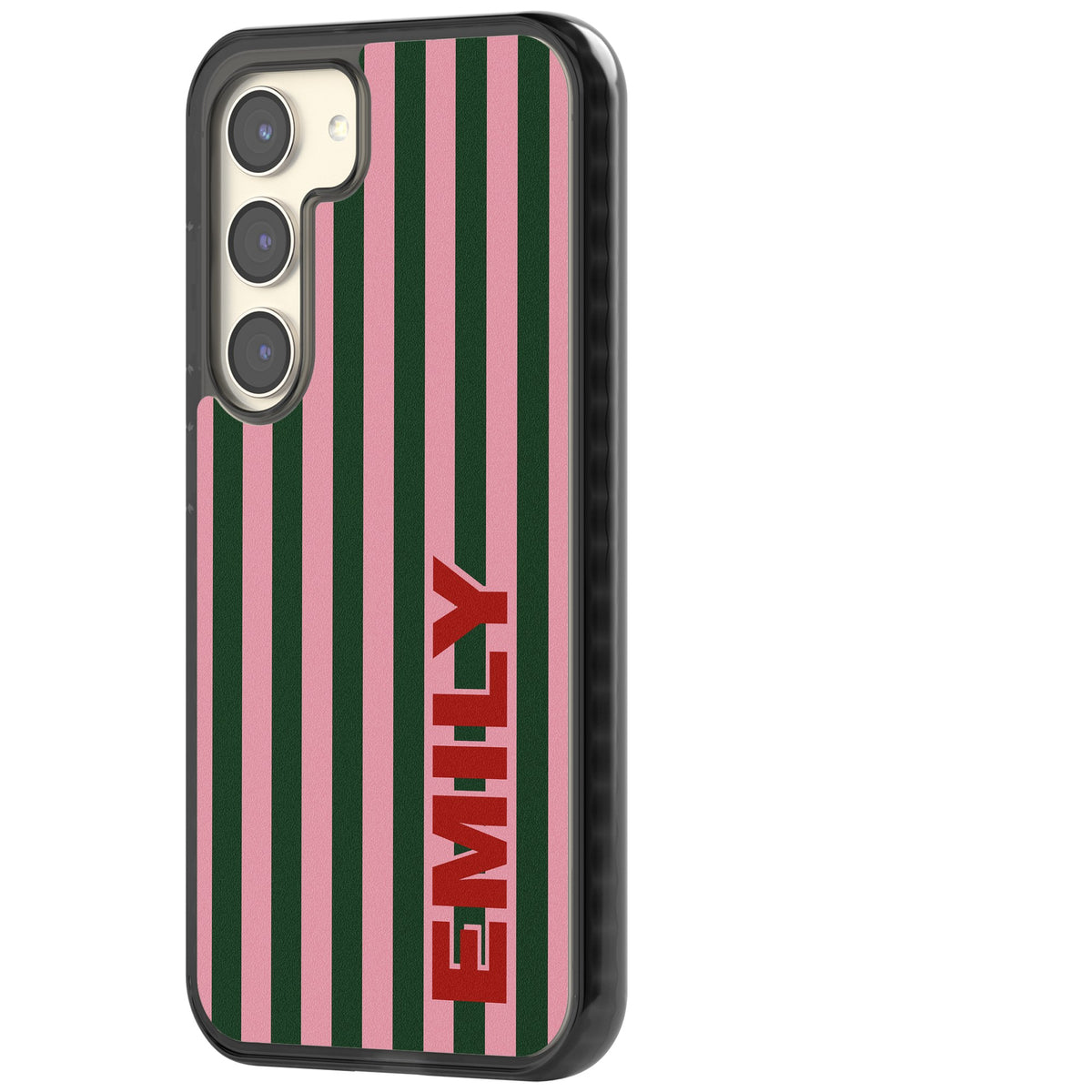 Personalised Italian Stripe Samsung S22 / Samsung S22 Plus / Samsung S23 / Samsung S23 Plus / Samsung S24 / Samsung S24 Plus Impact Black Phone Case side