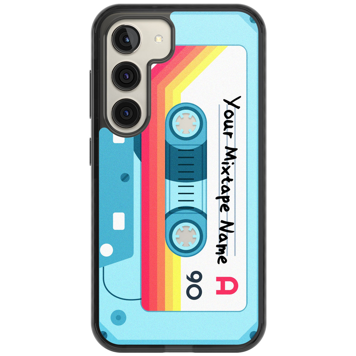 Personalised Retro Mixtape Sporty Samsung S22 / Samsung S22 Plus / Samsung S23 / Samsung S23 Plus / Samsung S24 / Samsung S24 Plus Impact Black Phone Case front