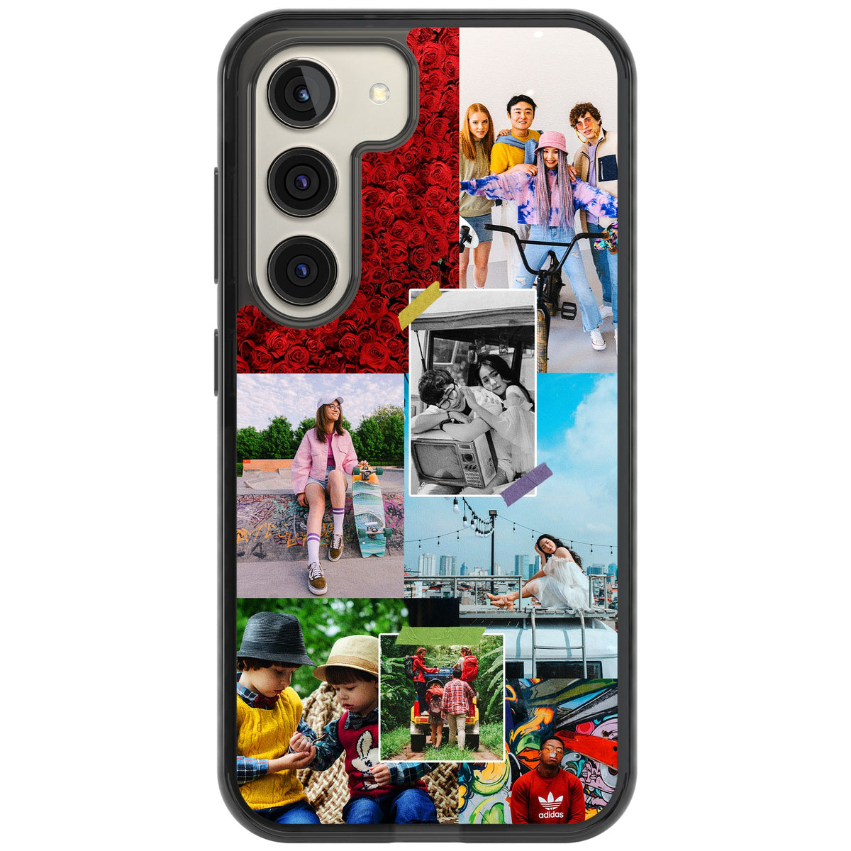 Personalised Photo Collage Samsung S22 / Samsung S22 Plus / Samsung S23 / Samsung S23 Plus / Samsung S24 / Samsung S24 Plus Impact Black Phone Case front