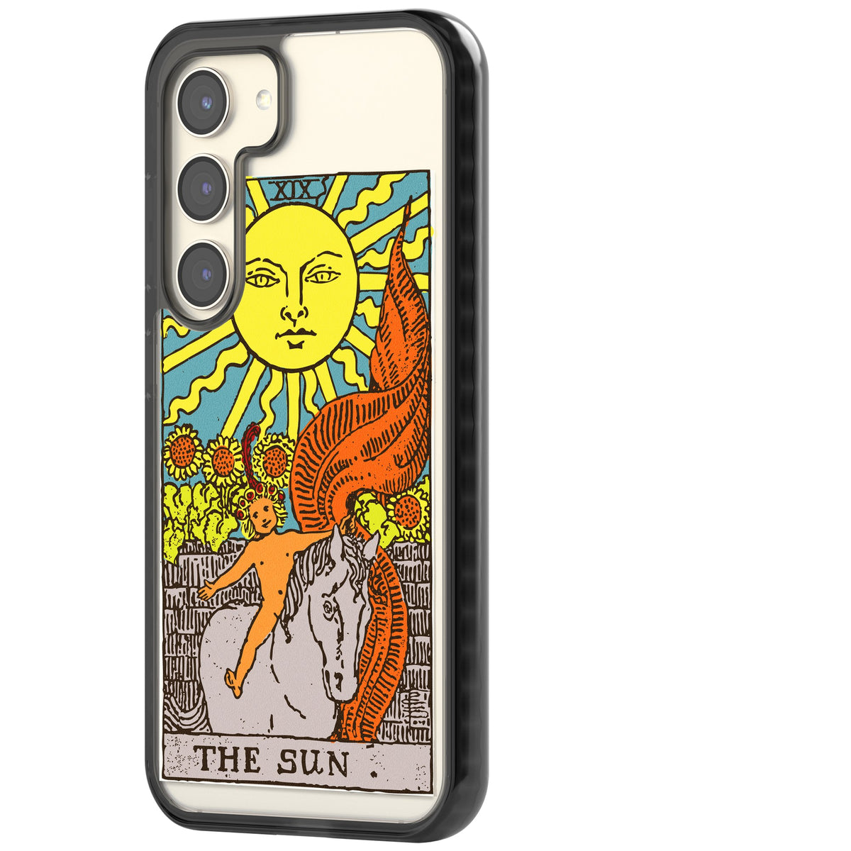 Personalised The Sun Tarot Card (Color) Samsung S22 / Samsung S22 Plus / Samsung S23 / Samsung S23 Plus / Samsung S24 / Samsung S24 Plus Impact Black Phone Case side