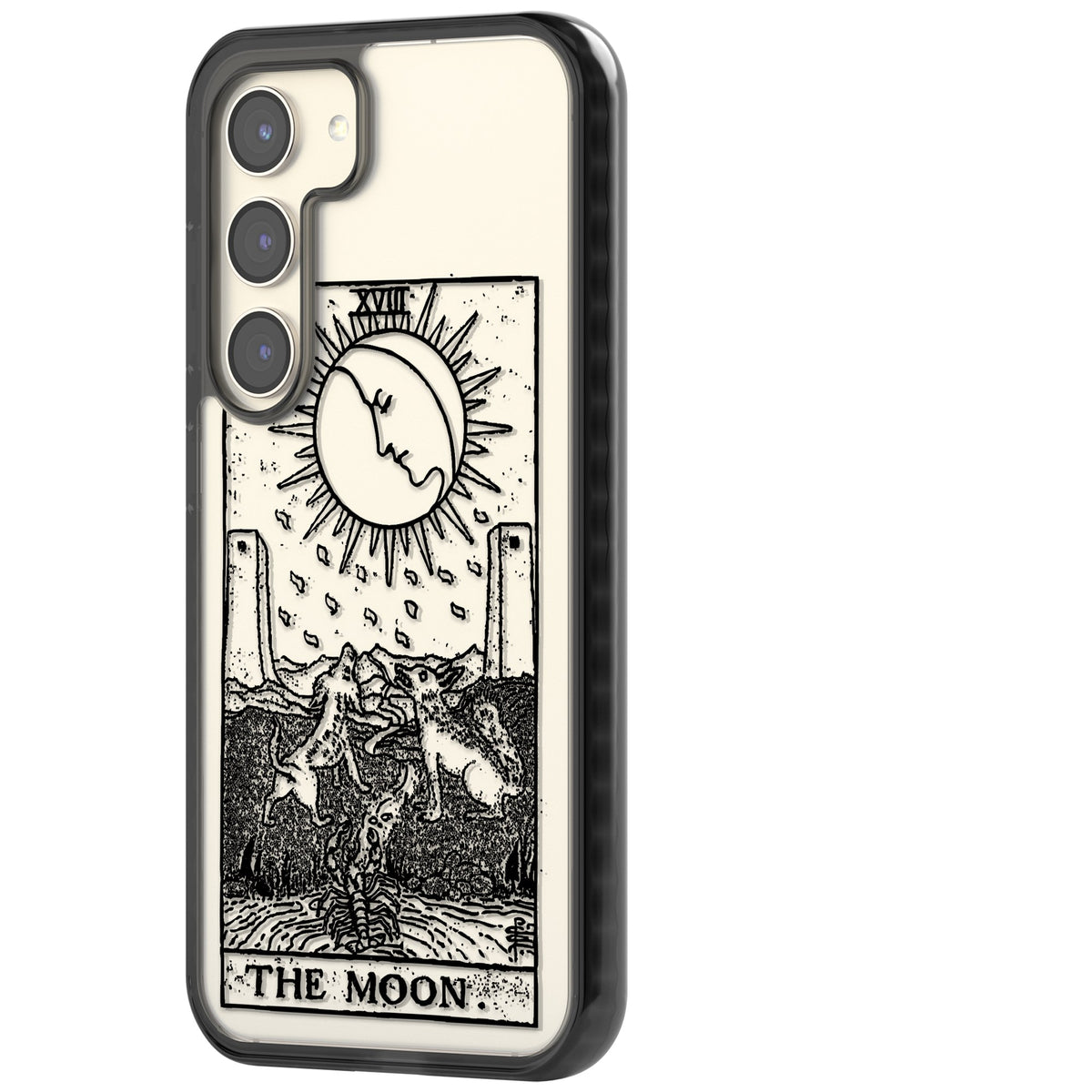 Personalised The Moon Tarot Card (Clear) Samsung S22 / Samsung S22 Plus / Samsung S23 / Samsung S23 Plus / Samsung S24 / Samsung S24 Plus Impact Black Phone Case side