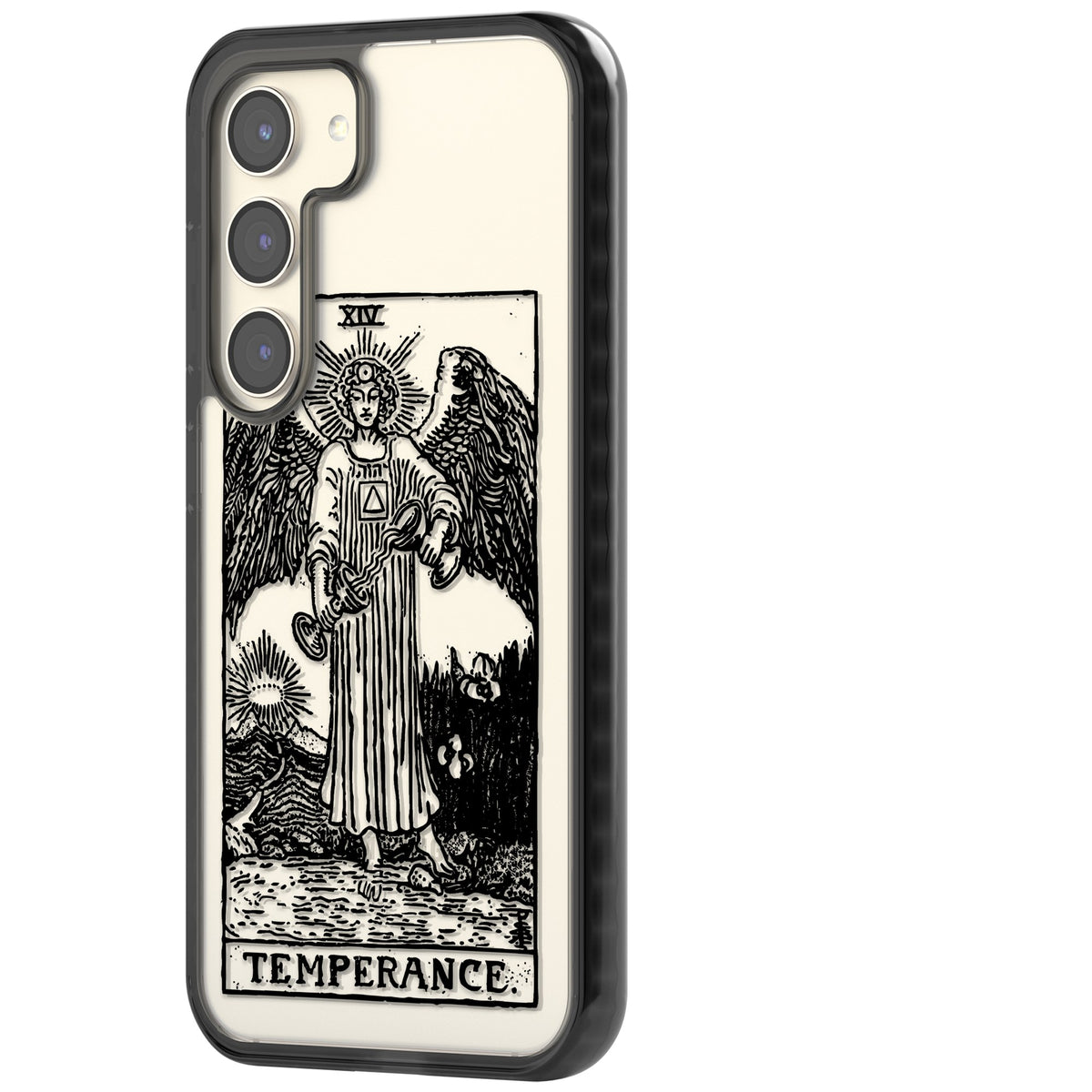 Personalised Temperance Tarot Card (Clear) Samsung S22 / Samsung S22 Plus / Samsung S23 / Samsung S23 Plus / Samsung S24 / Samsung S24 Plus Impact Black Phone Case side