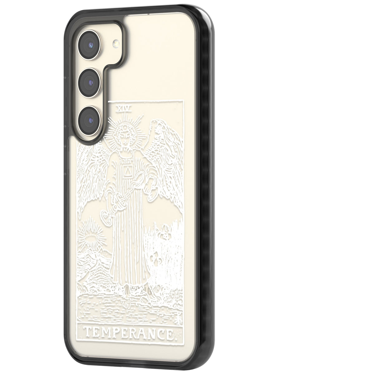 Personalised Temperance Tarot Card (White) Samsung S22 / Samsung S22 Plus / Samsung S23 / Samsung S23 Plus / Samsung S24 / Samsung S24 Plus Impact Black Phone Case side