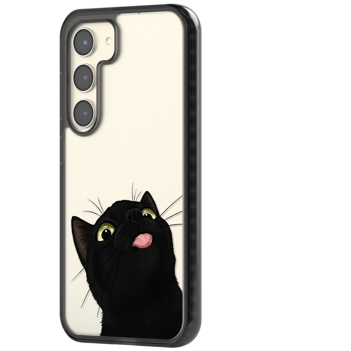 Black Cat Energy Samsung S22 / Samsung S22 Plus / Samsung S23 / Samsung S23 Plus / Samsung S24 / Samsung S24 Plus Impact Black Phone Case side