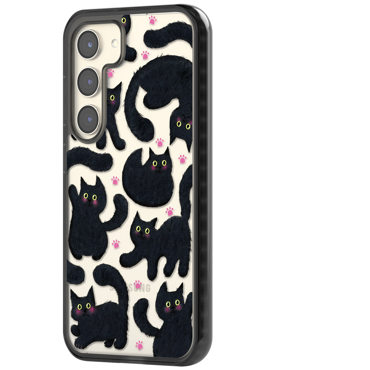 Midnight Cats Samsung S22 / Samsung S22 Plus / Samsung S23 / Samsung S23 Plus / Samsung S24 / Samsung S24 Plus Impact Black Phone Case side