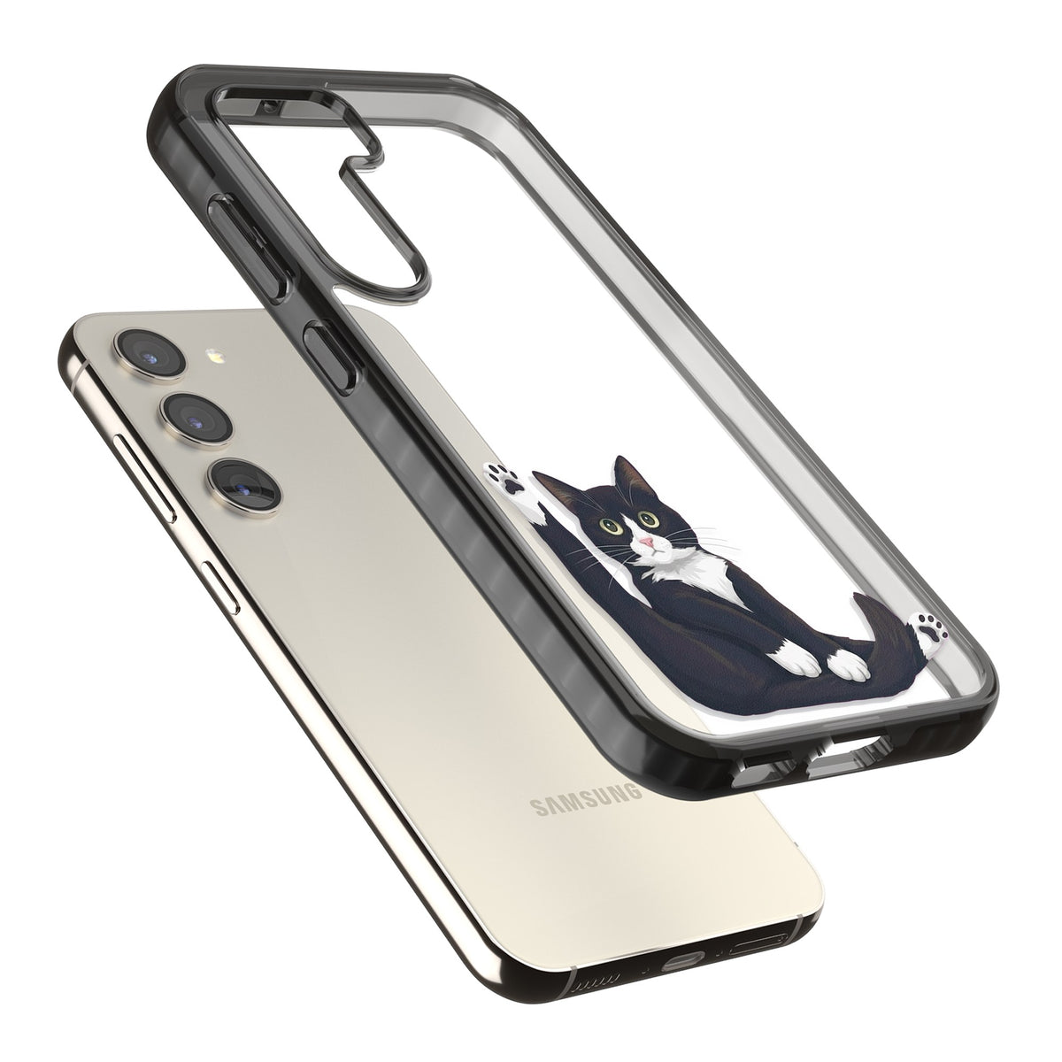 Mid-Groom Cat Samsung S22 / Samsung S22 Plus / Samsung S23 / Samsung S23 Plus / Samsung S24 / Samsung S24 Plus Impact Black Phone Case angled